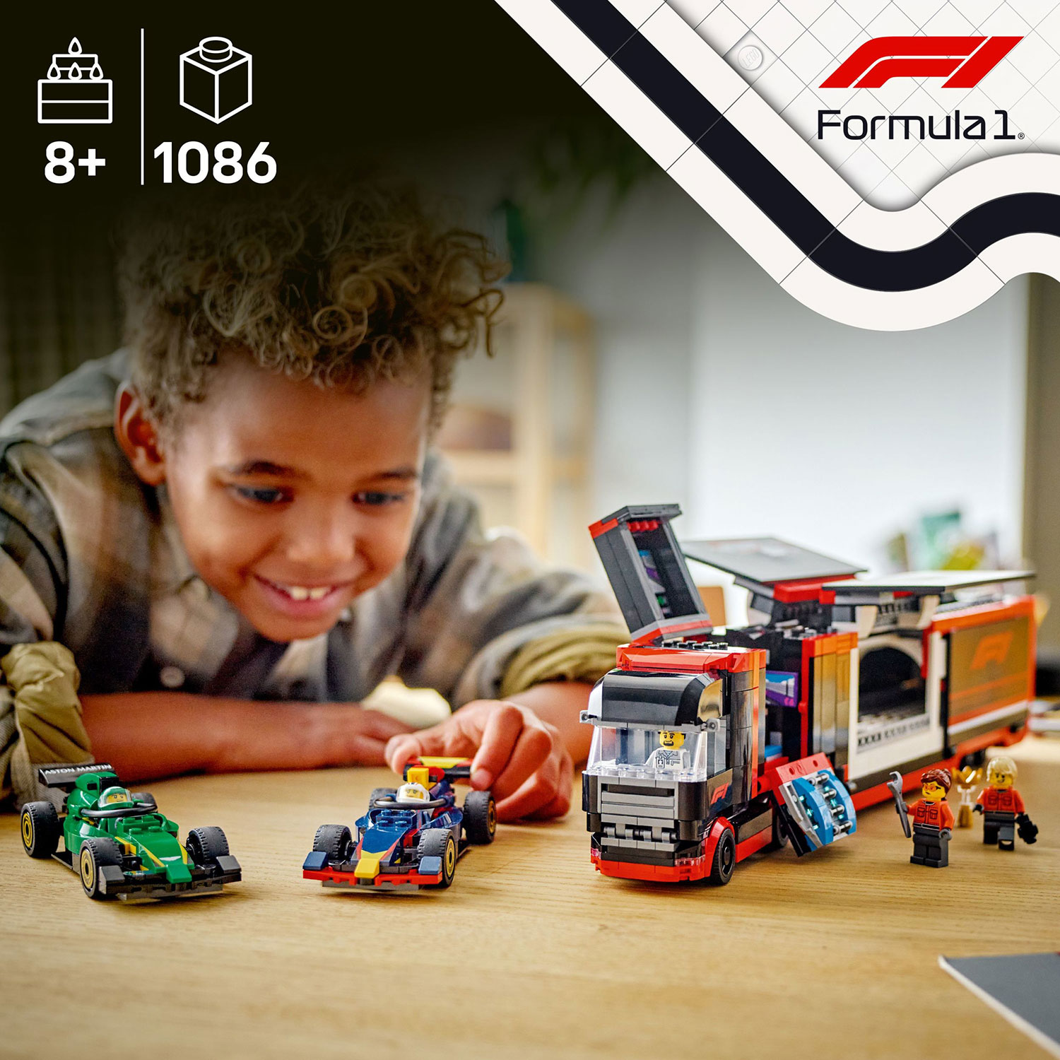 LEGO City : Le camion de F1 avec les voitures de F1 RB20 et AMR24 - 1086 pièces
