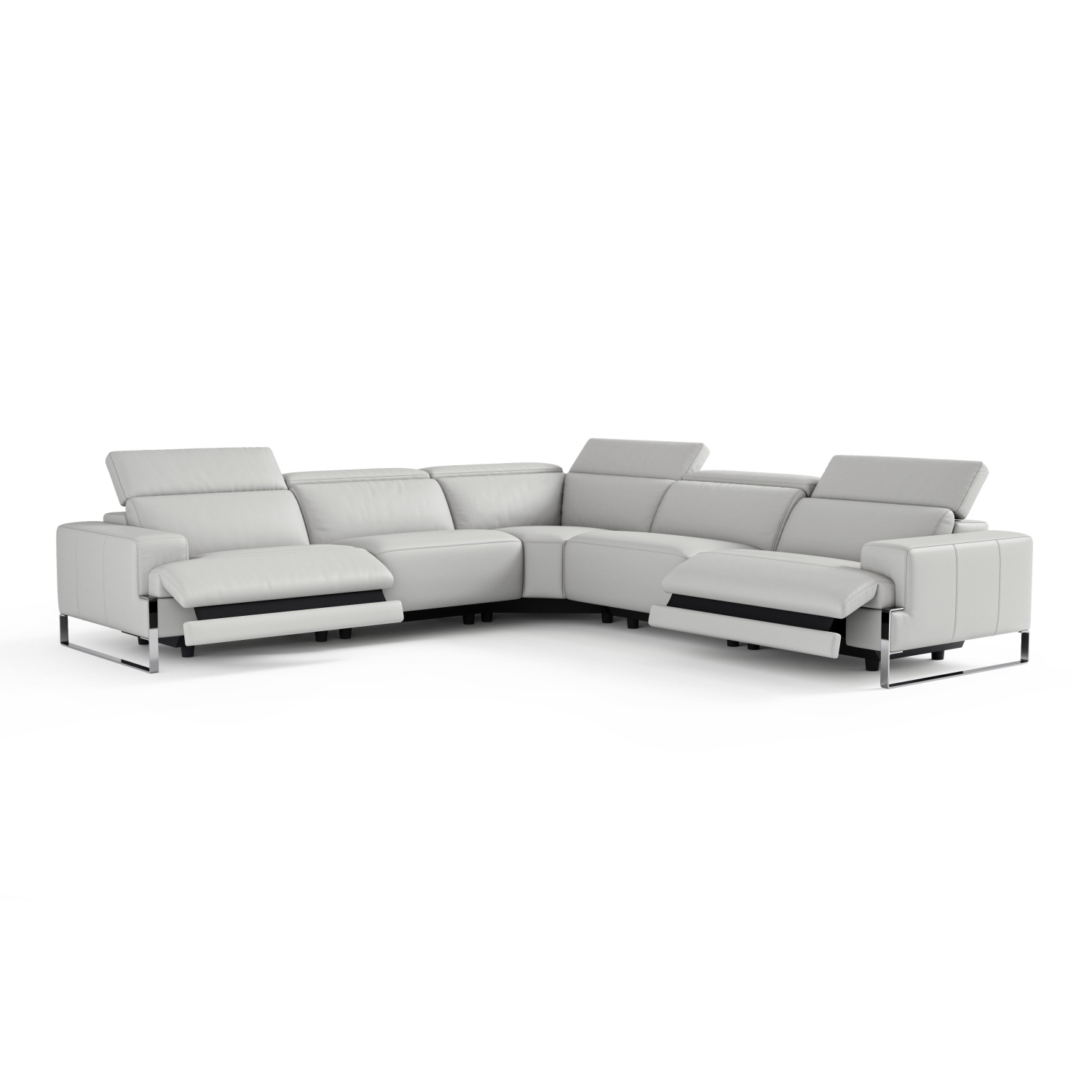 Valencia Melania – sofa modulaire inclinable en L en cuir de surface, gris pâle