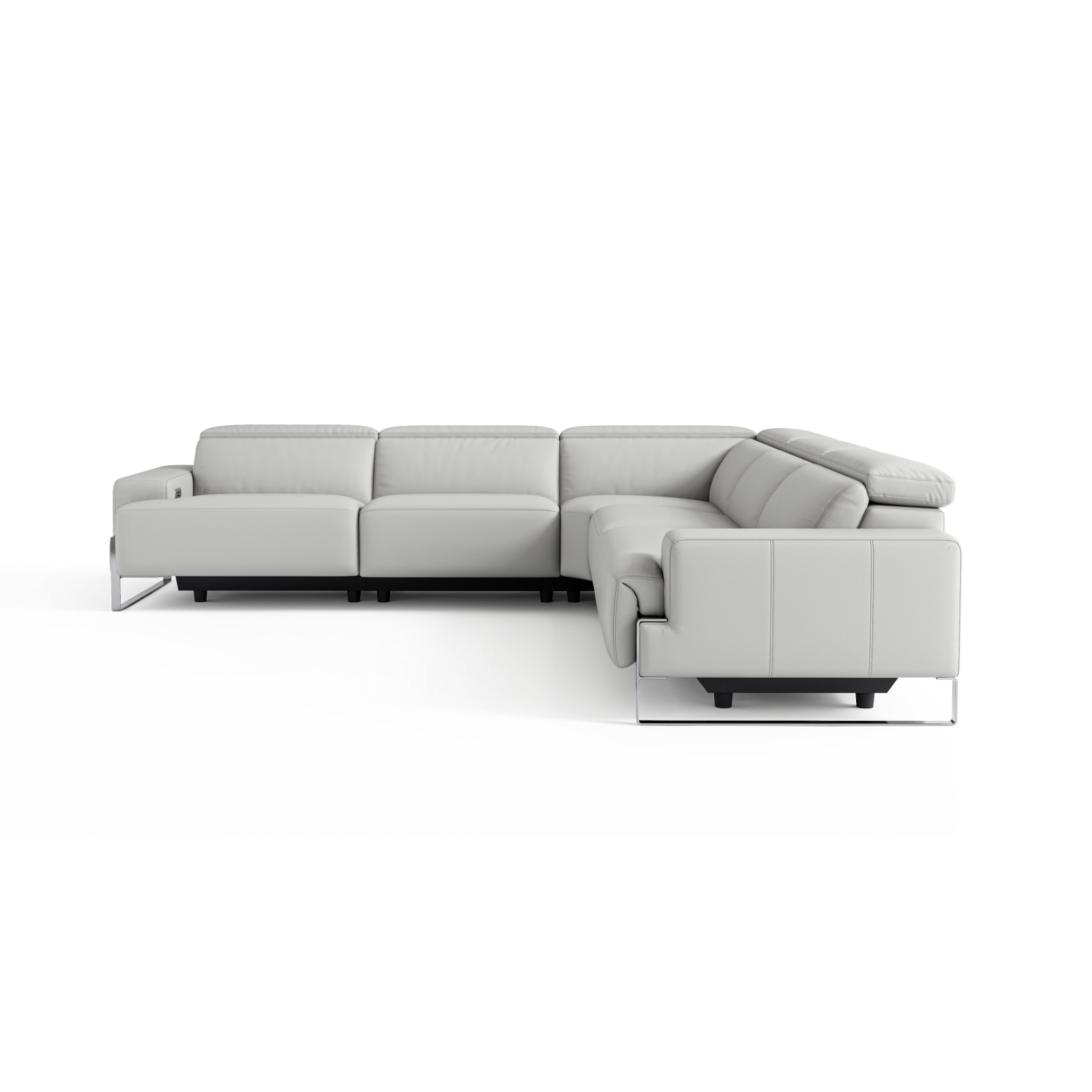 Valencia Melania – sofa modulaire inclinable en L en cuir de surface, gris pâle