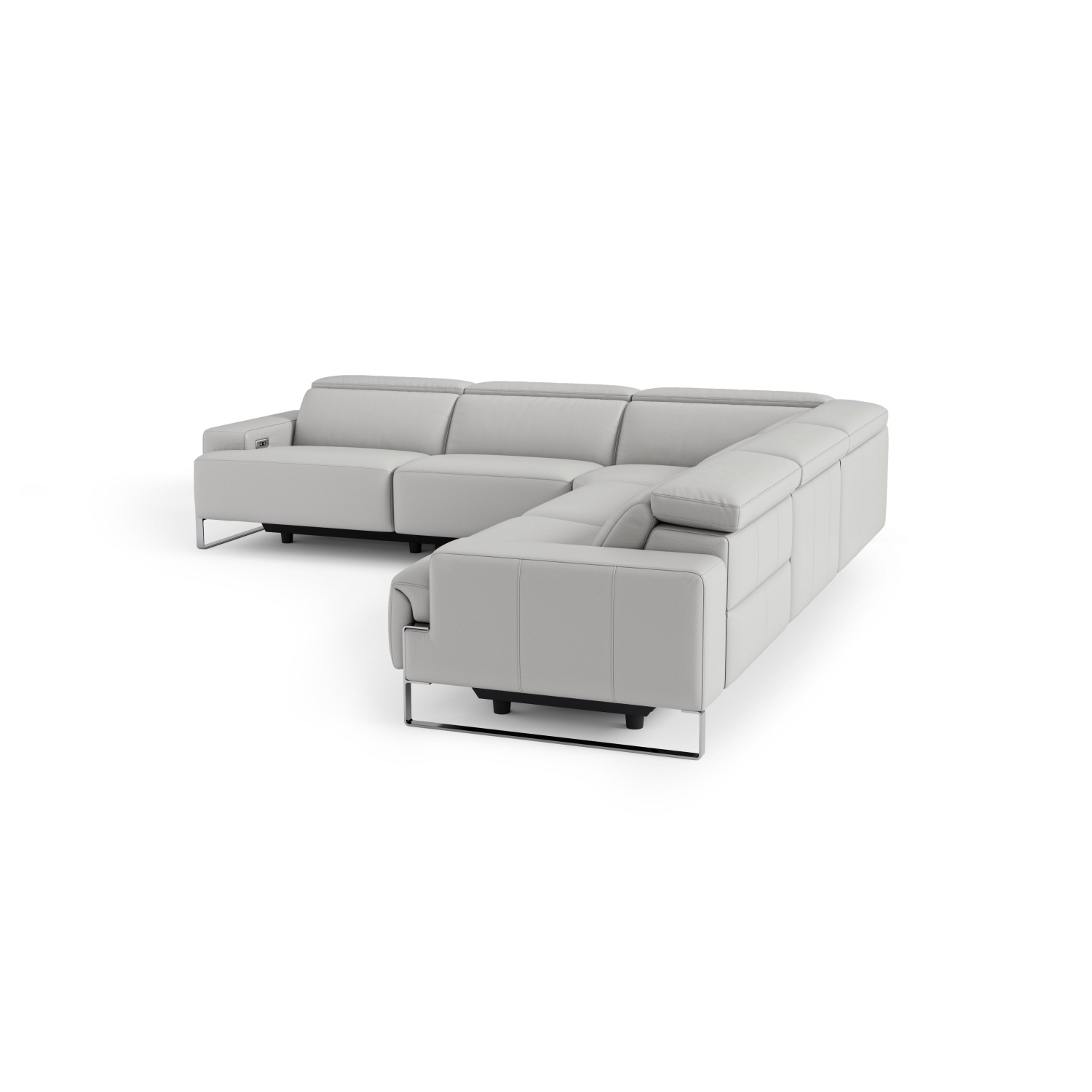 Valencia Melania – sofa modulaire inclinable en L en cuir de surface, gris pâle