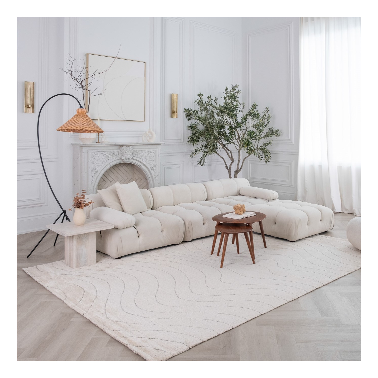 Rug Branch Rahil Comtemporary Abstract Grey/Cream Indoor Area Rug