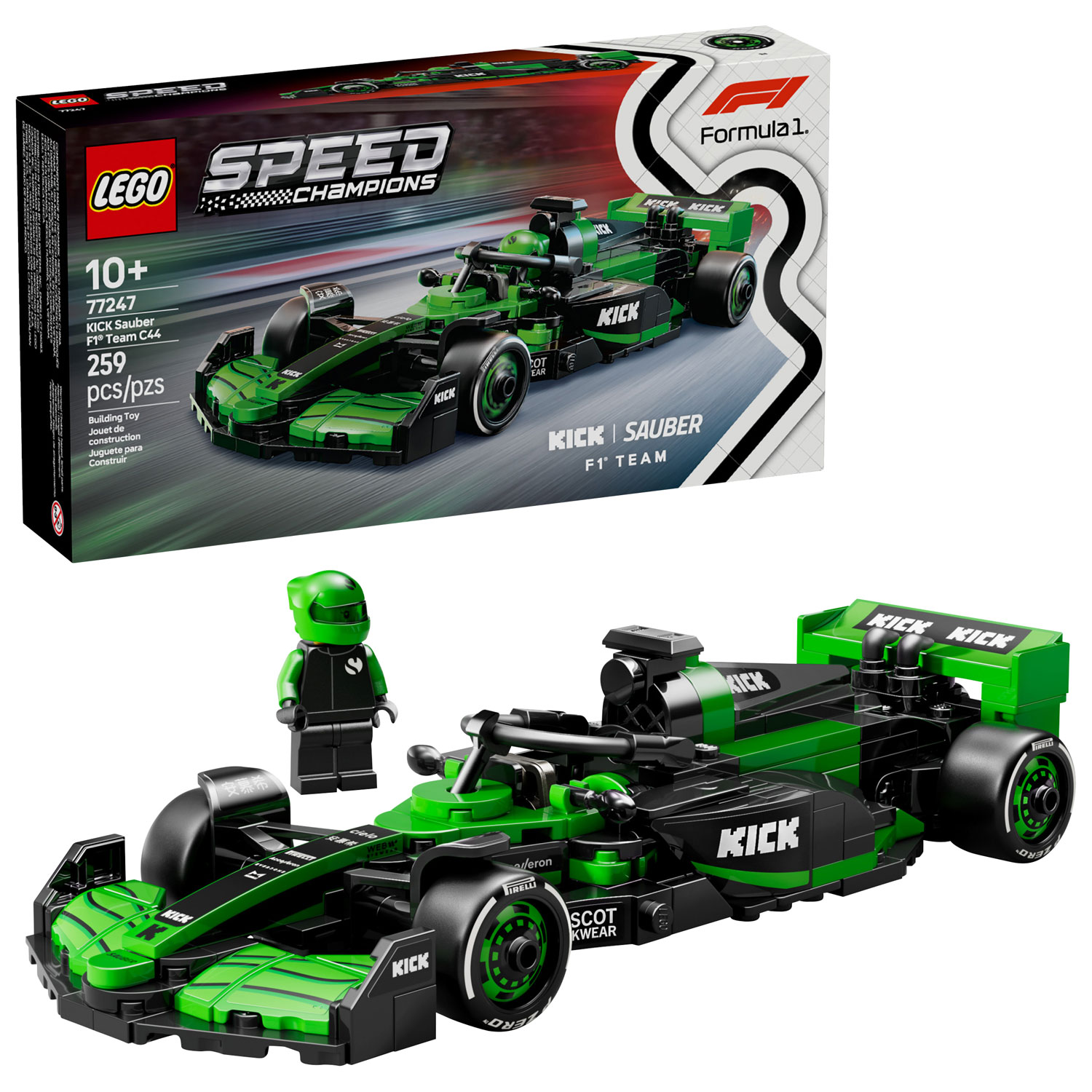 LEGO Speed Champions : Voiture de course KICK Sauber F1 Team C44 - 259 pièces