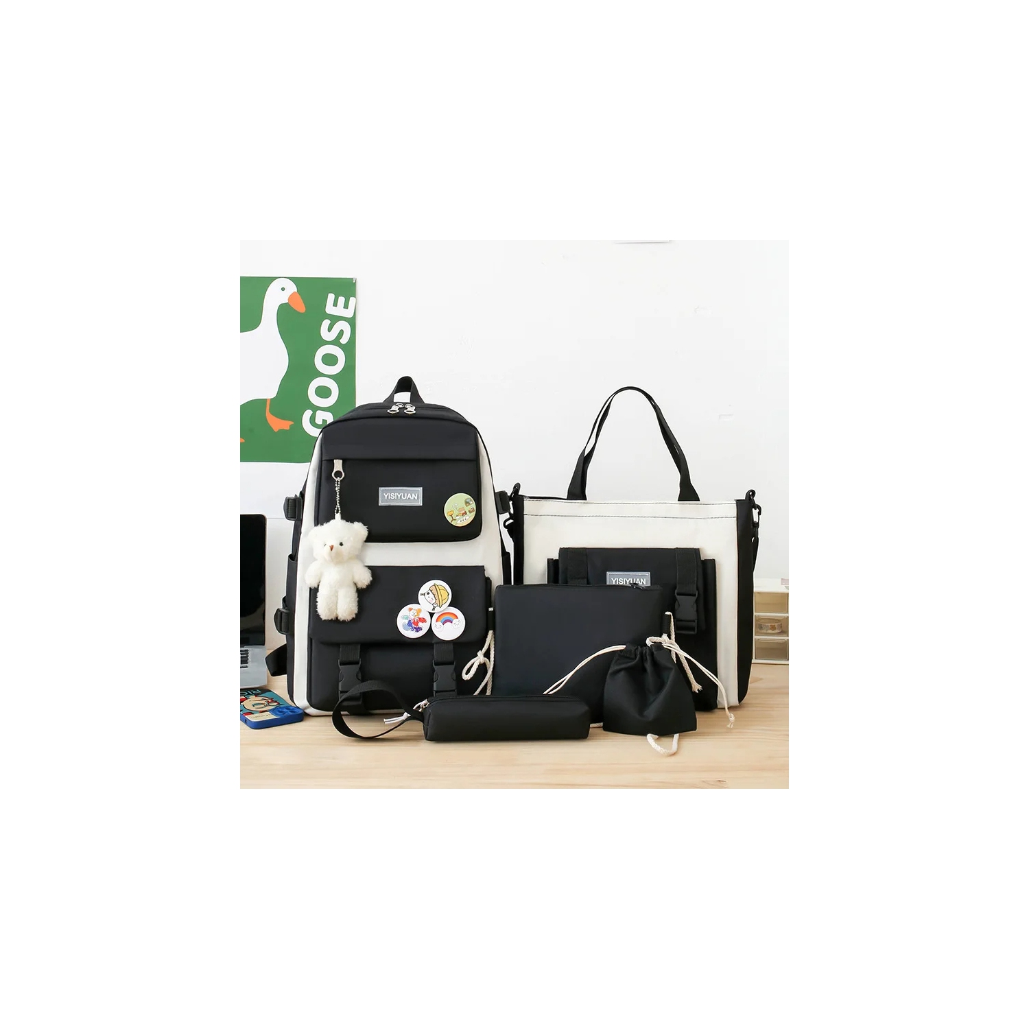 Girl's school backpack for middle school students ins style canvas waterproof gift handbag pen bag wallet school bag set