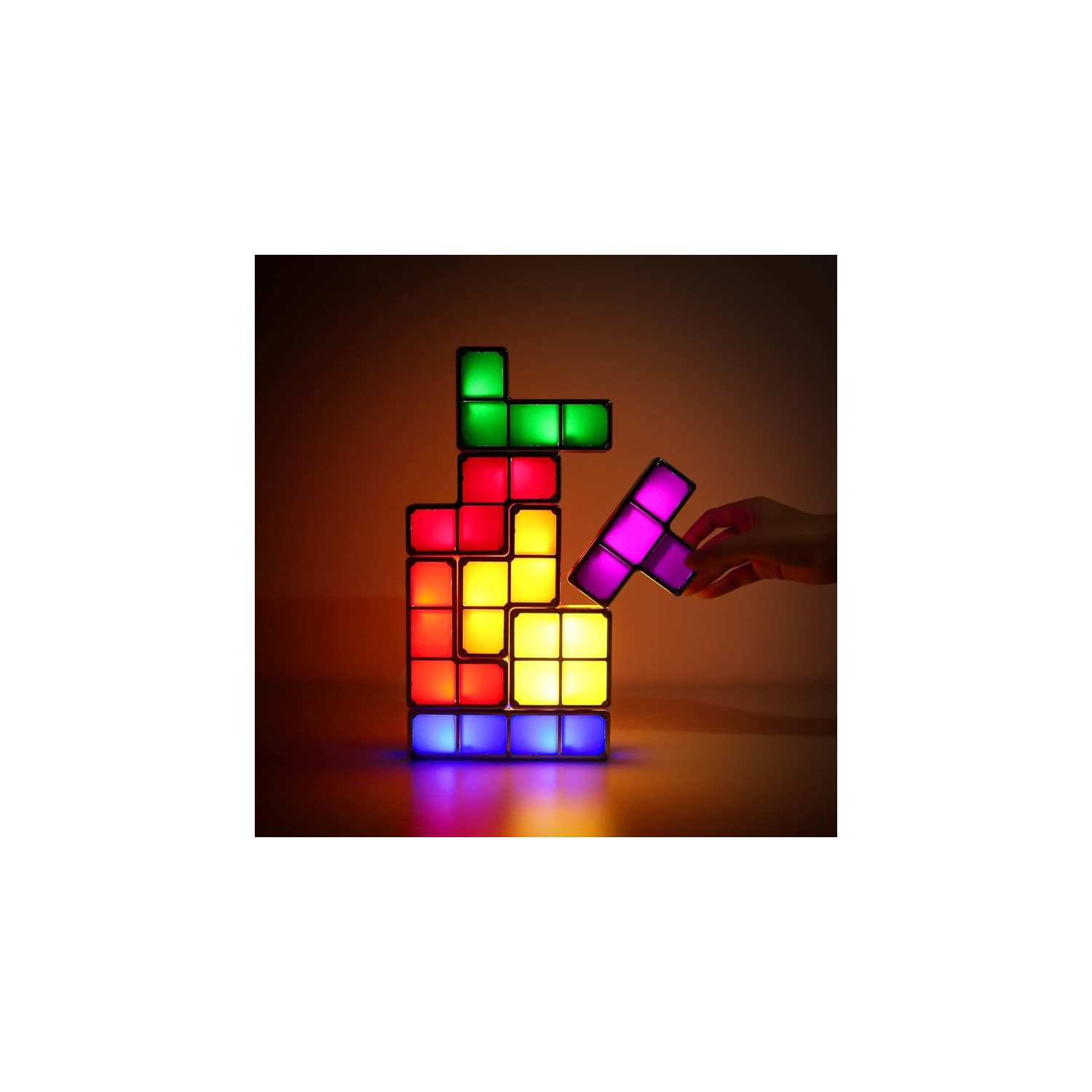 Casse-tête veilleuse, lampe de bureau empilable à induction et à DEL 7 couleurs, 3D casse-têtes Magic Blocks de bricolage pour enfants décoration de