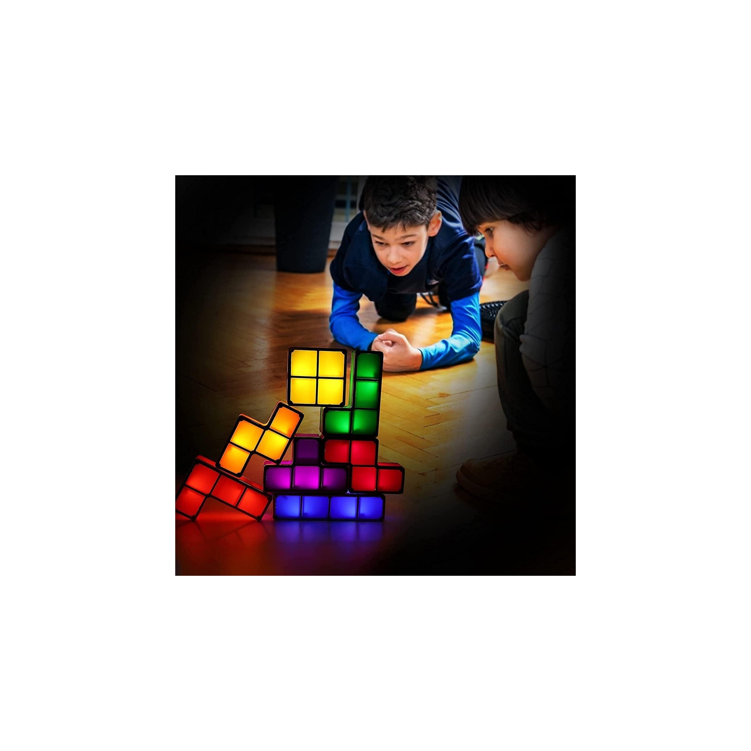 Casse-tête veilleuse, lampe de bureau empilable à induction et à DEL 7 couleurs, 3D casse-têtes Magic Blocks de bricolage pour enfants décoration de