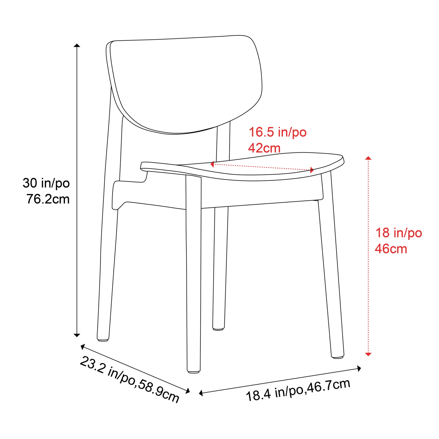 Valencia – Chaise de salle à manger Simone Mid-Century Classics en chêne massif, naturel