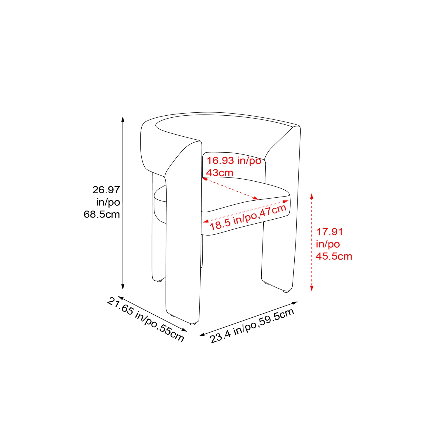 Chaise de salle à manger en tissu Andrea de Valencia, gris pâle