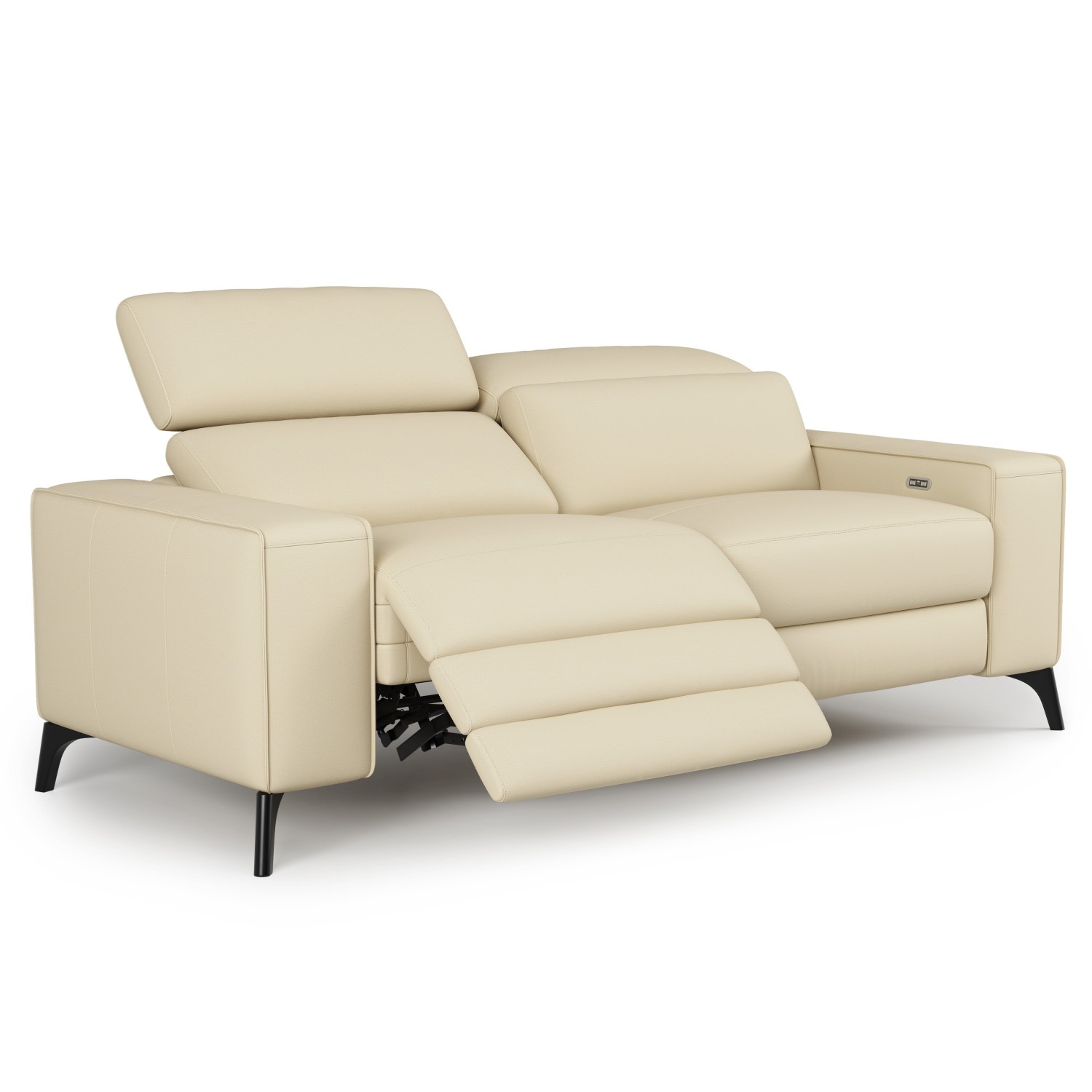 Valencia Esther Top Grain Leather Loveseat Sofa, Beige