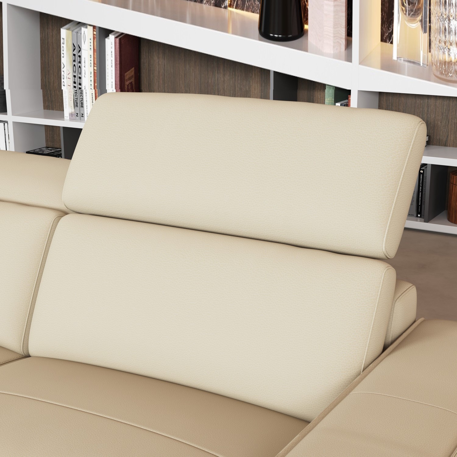 Valencia Esther Top Grain Leather Loveseat Sofa, Beige