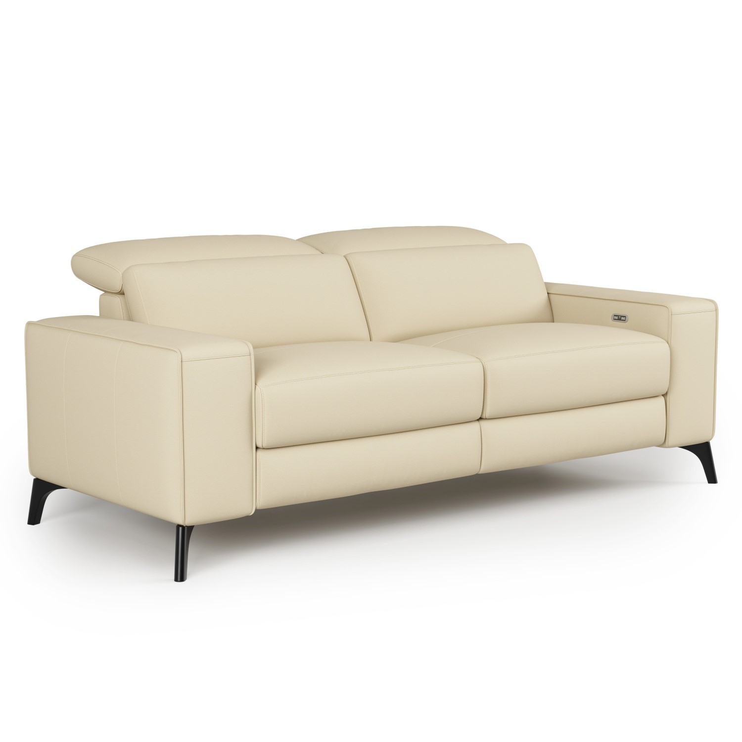 Valencia Esther Top Grain Leather Loveseat Sofa, Beige