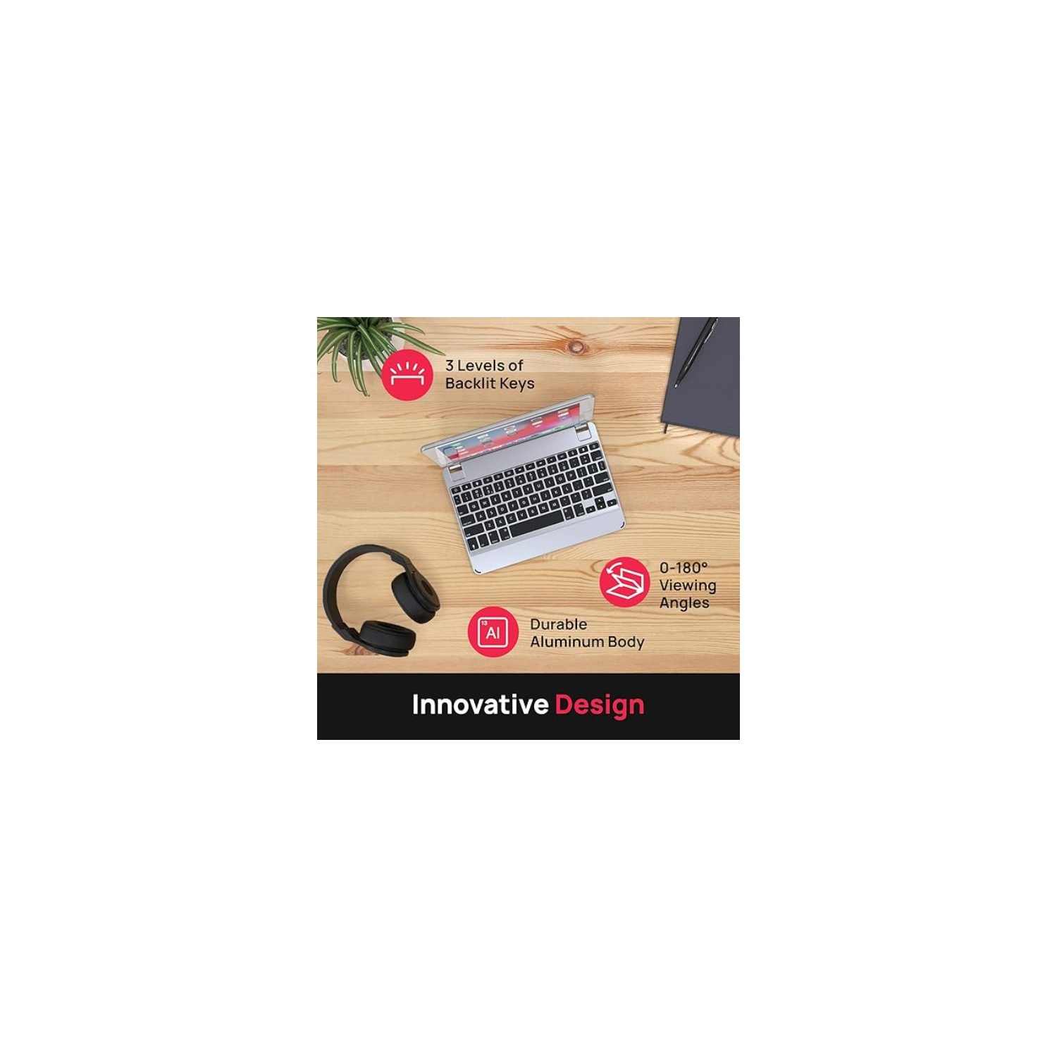 Brydge 9.7 Wireless Keyboard Compatible with iPad 6th Gen, iPad 5th Gen (2017), iPad Pro 9.7 inch - (Space Grey)