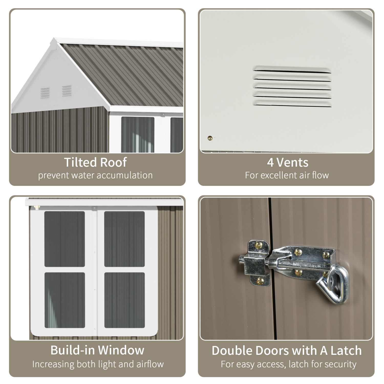 Outsunny 8.5' x 5.5' Outdoor Storage Shed, Metal Garden Shed Storage House with Window, Lockable Door, Vents, for Backyard, Patio, Lawn, Grey