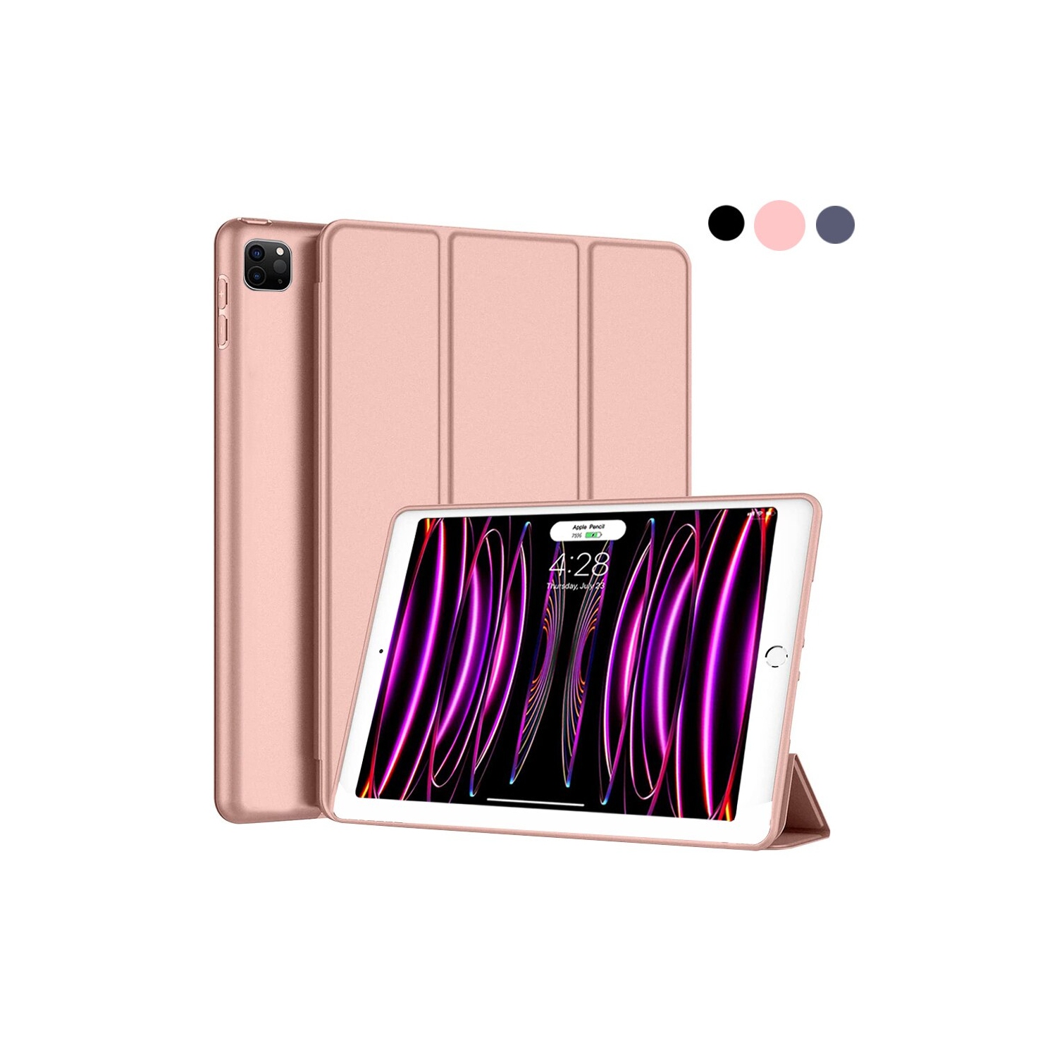 iPad Air 13 po M2 étui 2024/iPad Pro 12,9 po étui 6th/5th/4th génération avec porte-stylet, étui arrière mince en TPUR souple pour tablette, étui