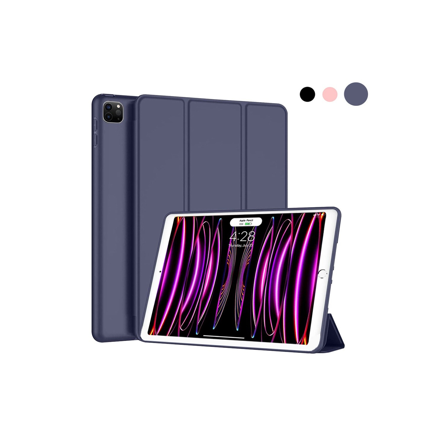 iPad Air 13 po M2 étui 2024/iPad Pro 12,9 po étui 6th/5th/4th génération avec porte-stylet, étui arrière mince en TPUR souple pour tablette, étui