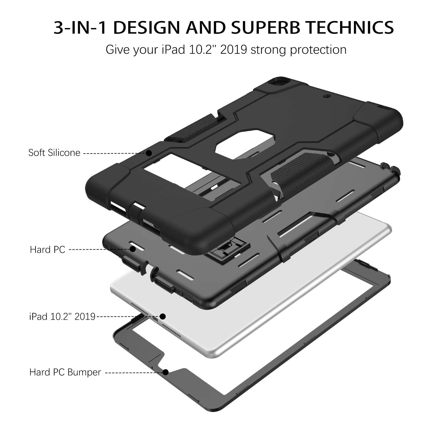 Étui-support intelligent 3-en-1 béquille Pro 11 2024 de iPad pour iPad Pro 11 2024 - Noir