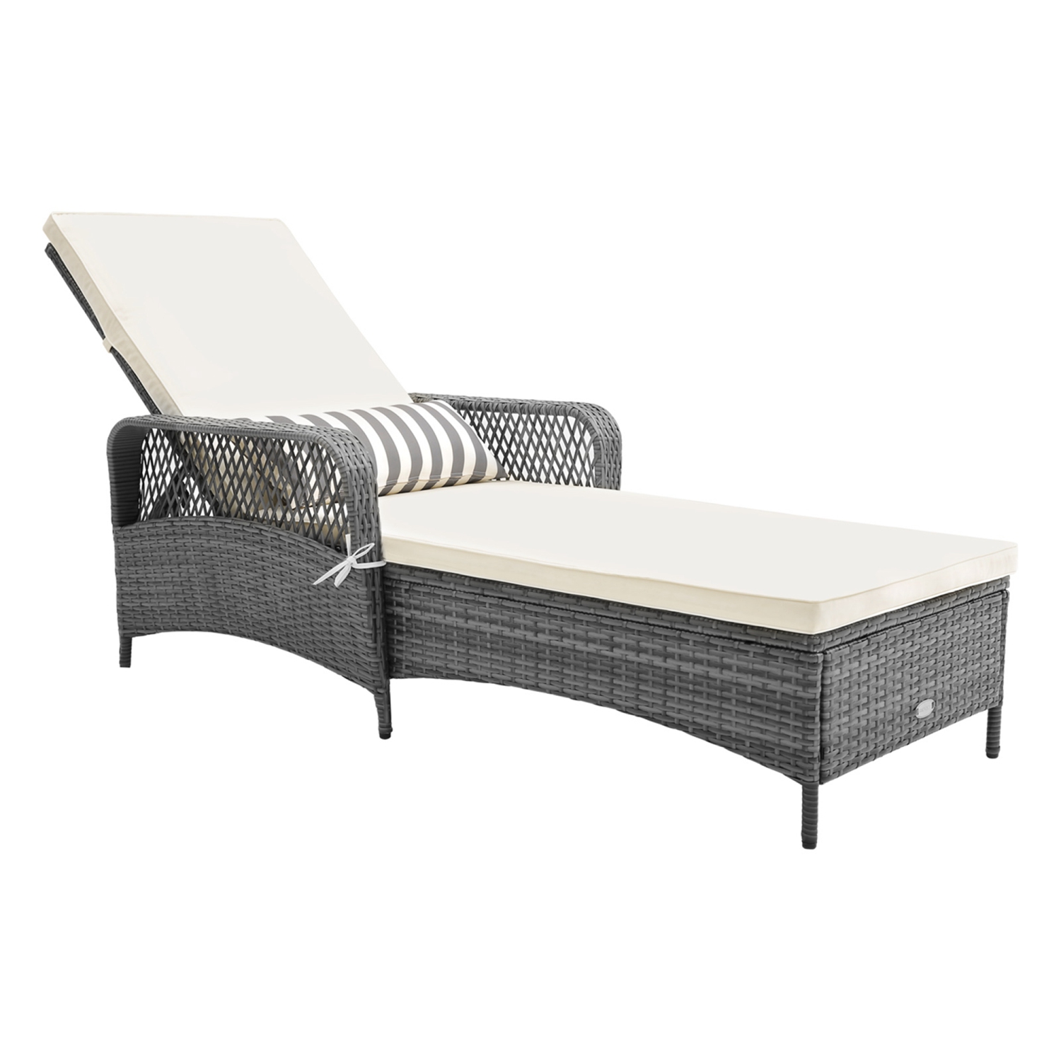 Chaise longue d'extérieur inclinable 1 pièces de Costway avec coussin et coussin pour le dos à 6 niveaux