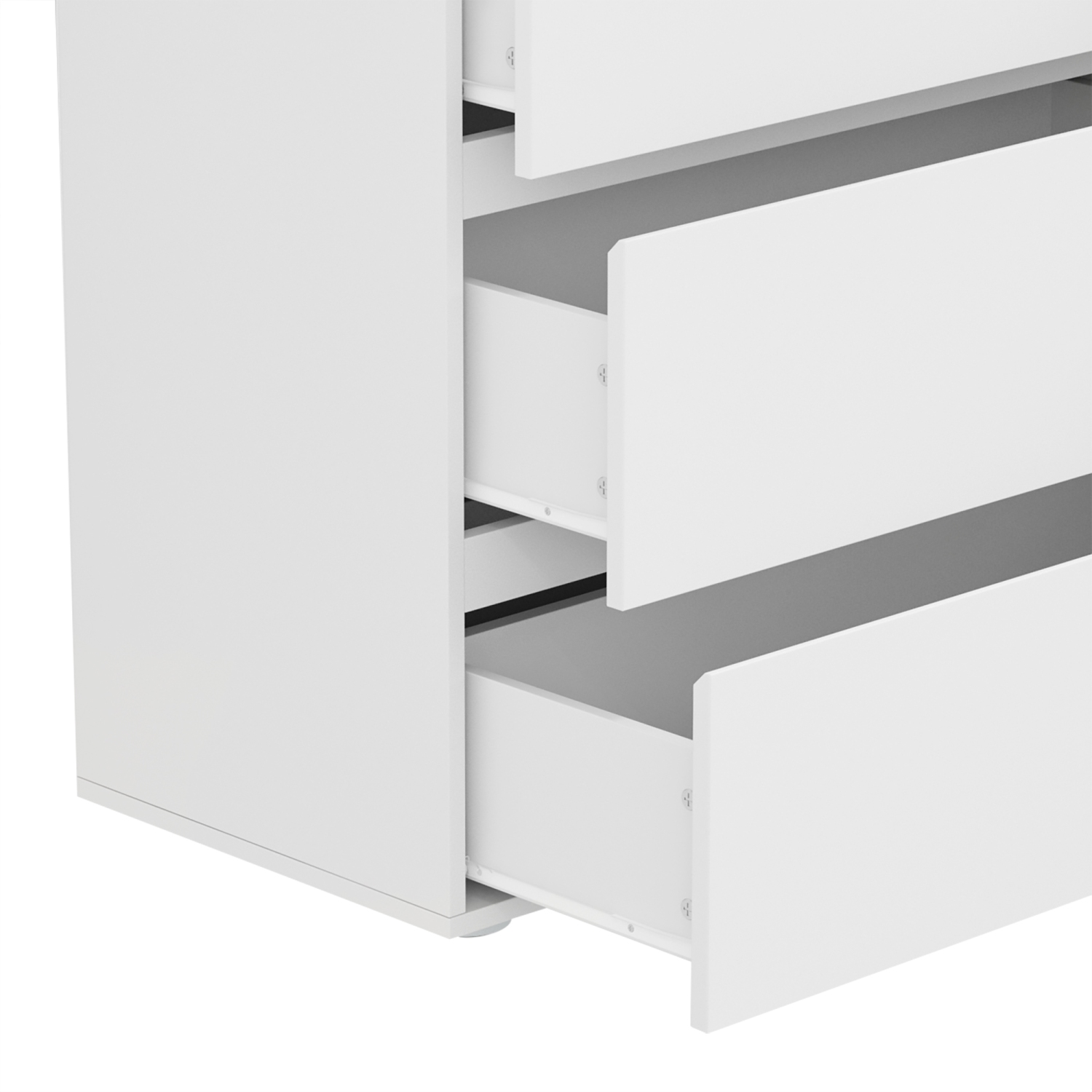 Famapy – Commode de rangement à 6 tiroirs, rangement blanc sans poignée avec tiroirs coulissants pour chambre à coucher, blanc