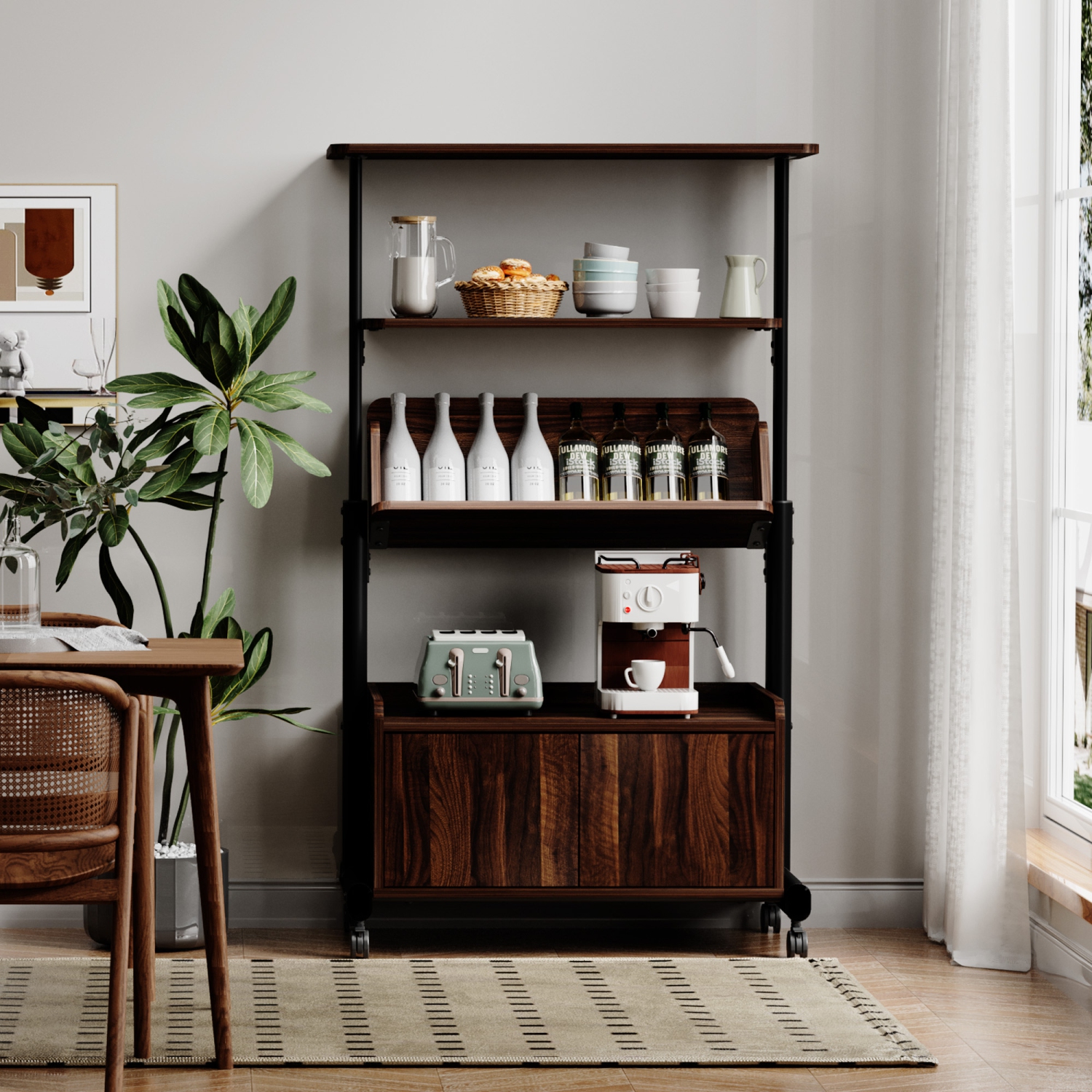 FENGE Bookshelf, 5-Tier 24inch Rustic Brown Shelving Unit Wood Bookcase with Open Shelves