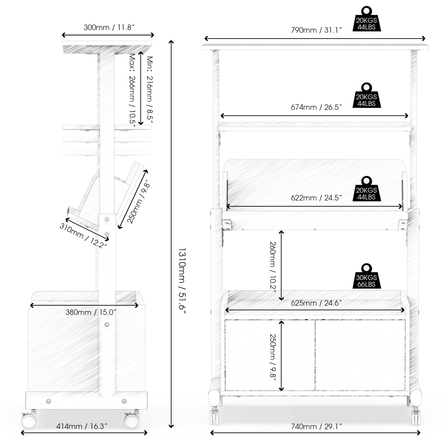 FENGE Bookshelf, 5-Tier 24inch Rustic Brown Shelving Unit Wood Bookcase with Open Shelves