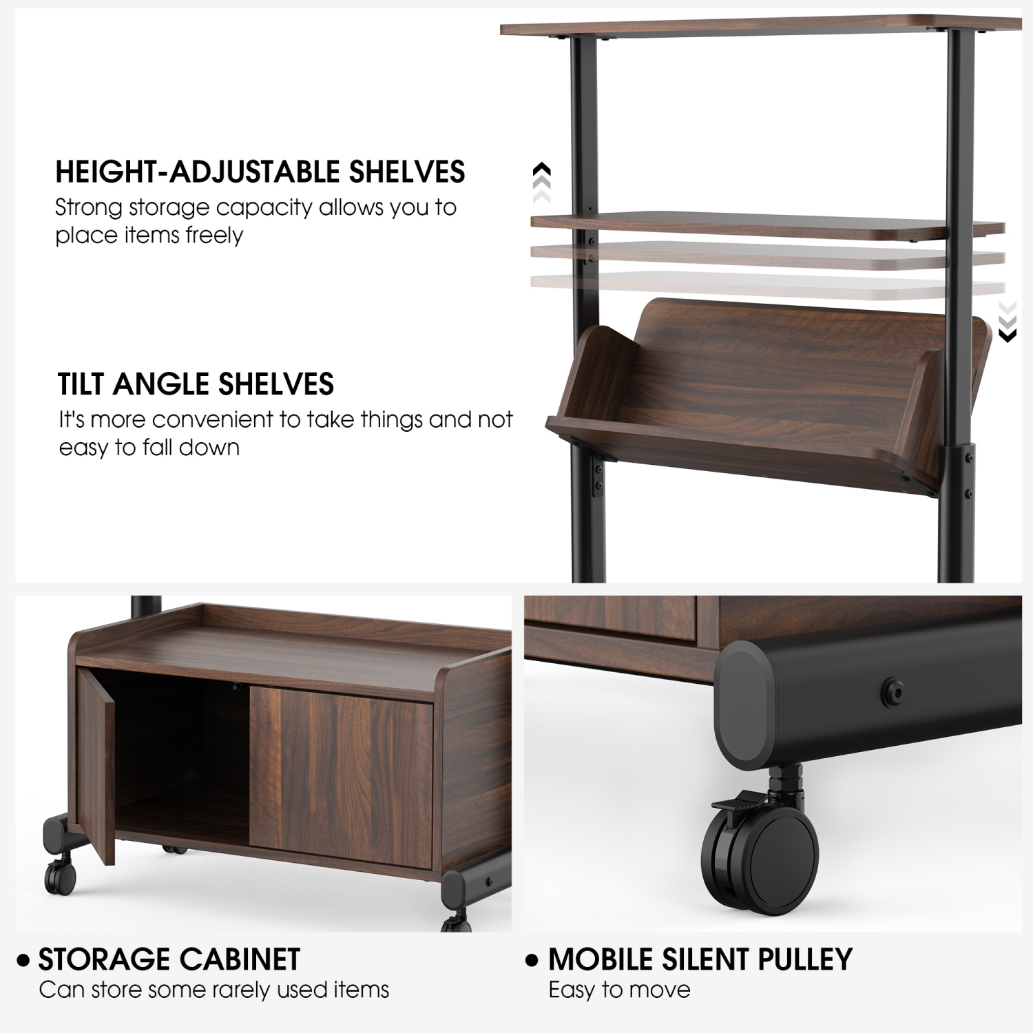 FENGE Bookshelf, 5-Tier 24inch Rustic Brown Shelving Unit Wood Bookcase with Open Shelves