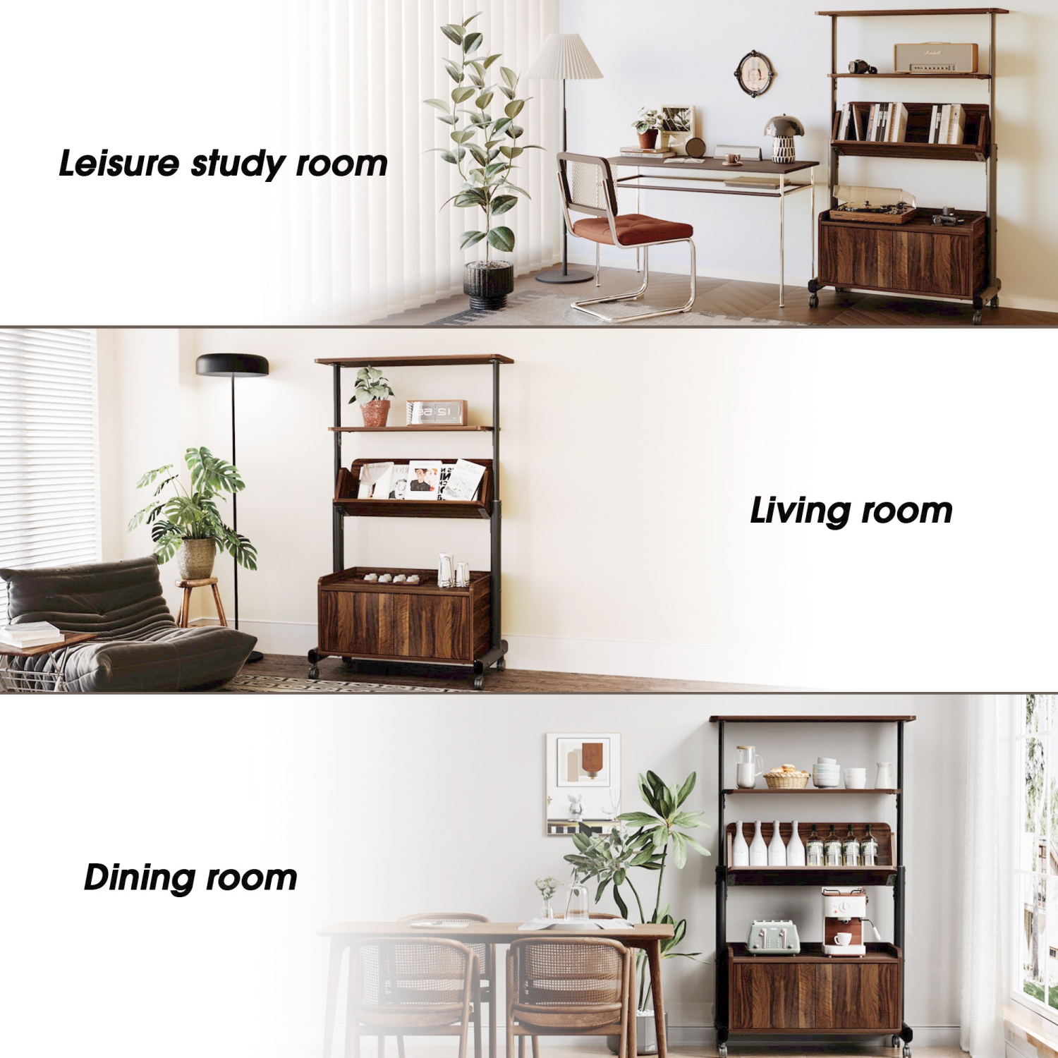 FENGE Bookshelf, 5-Tier 24inch Rustic Brown Shelving Unit Wood Bookcase with Open Shelves