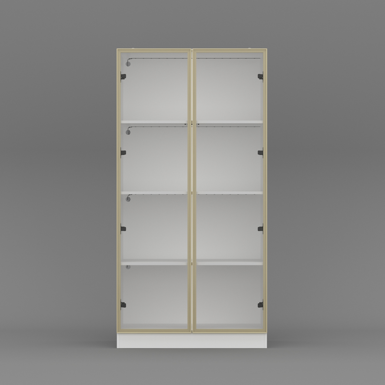 Bibliothèque contemporaine Famapy avec portes en verre, éclairage DEL et tablettes réglables pour le salon ou l'étude Blanc