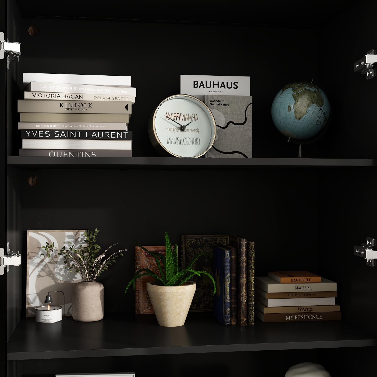 Bibliothèque moderne à porte en verre Famapy avec tablettes réglables et éclairage DEL pour salon ou bureau Noir