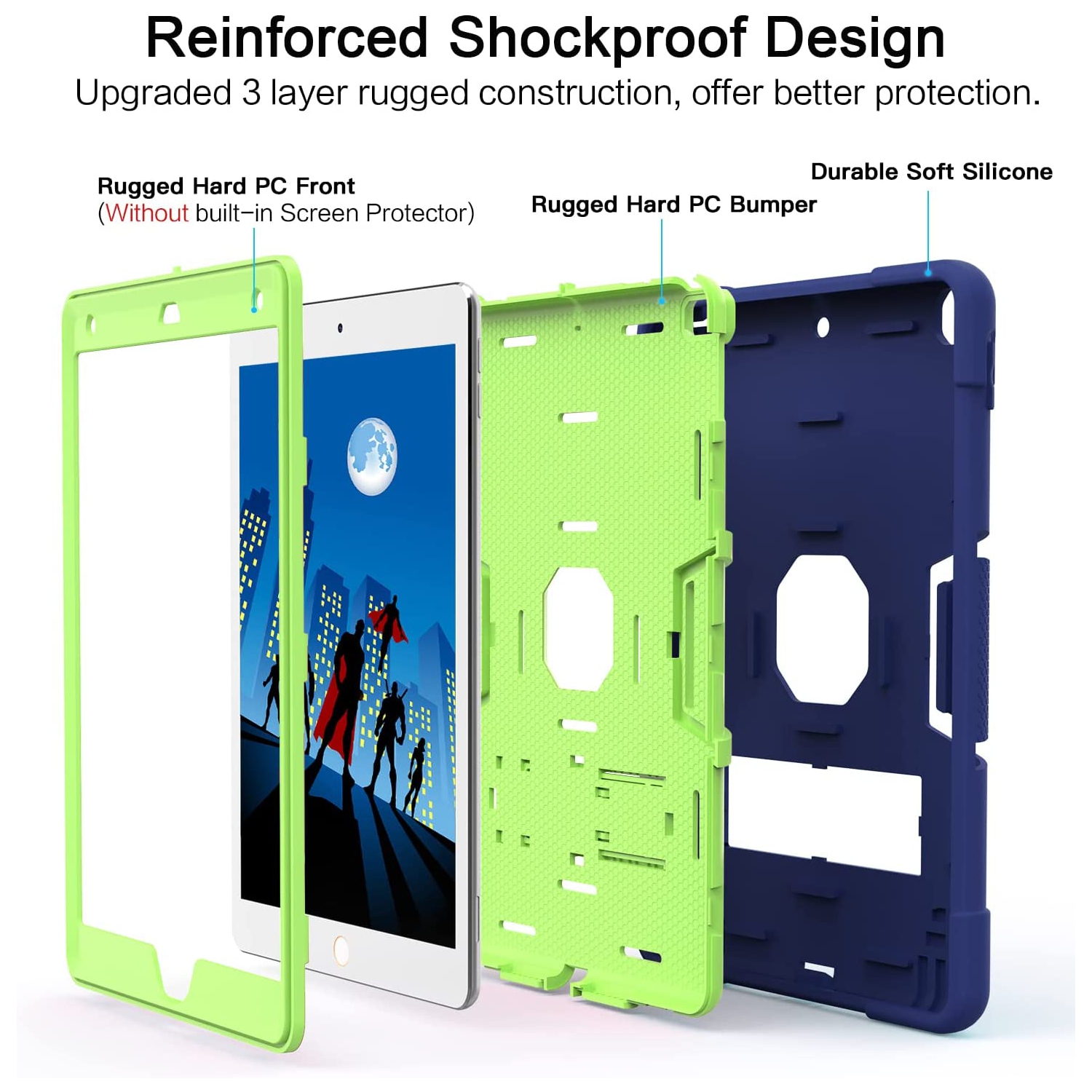 iPad Air 13 Inch M2 Case 2024 / iPad Pro 12.9 Inch Case 6th/5th/4th Generation 3 in 1 Kickstand, Slim Soft TPU Back Tablet Cover, Heavy Duty