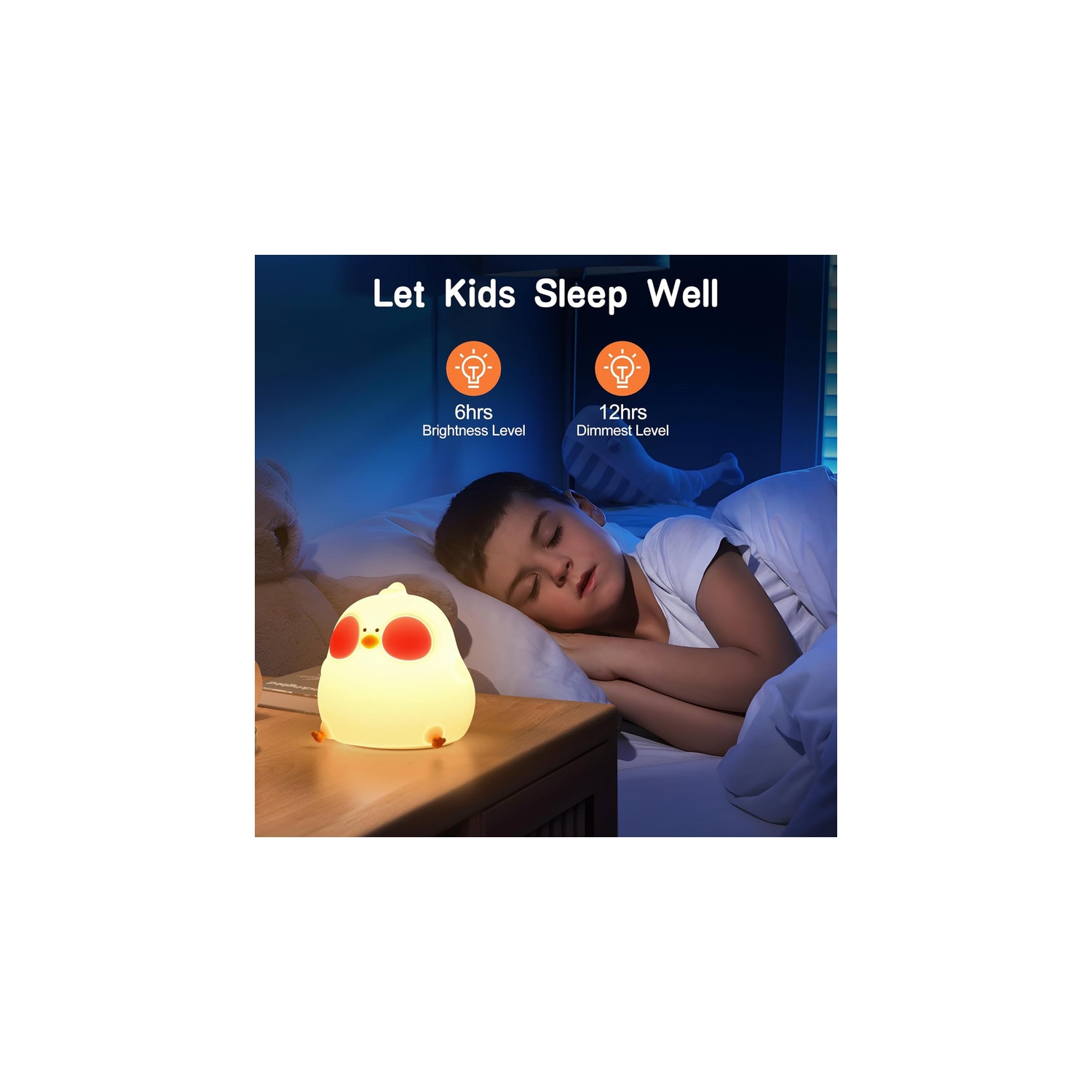 YOULIGHTS – veilleuse mignonne pour enfants, DEL Chick Cute Light avec mode deux couleurs, veilleuse réglable en silicone pour chambre de bébé, lampe