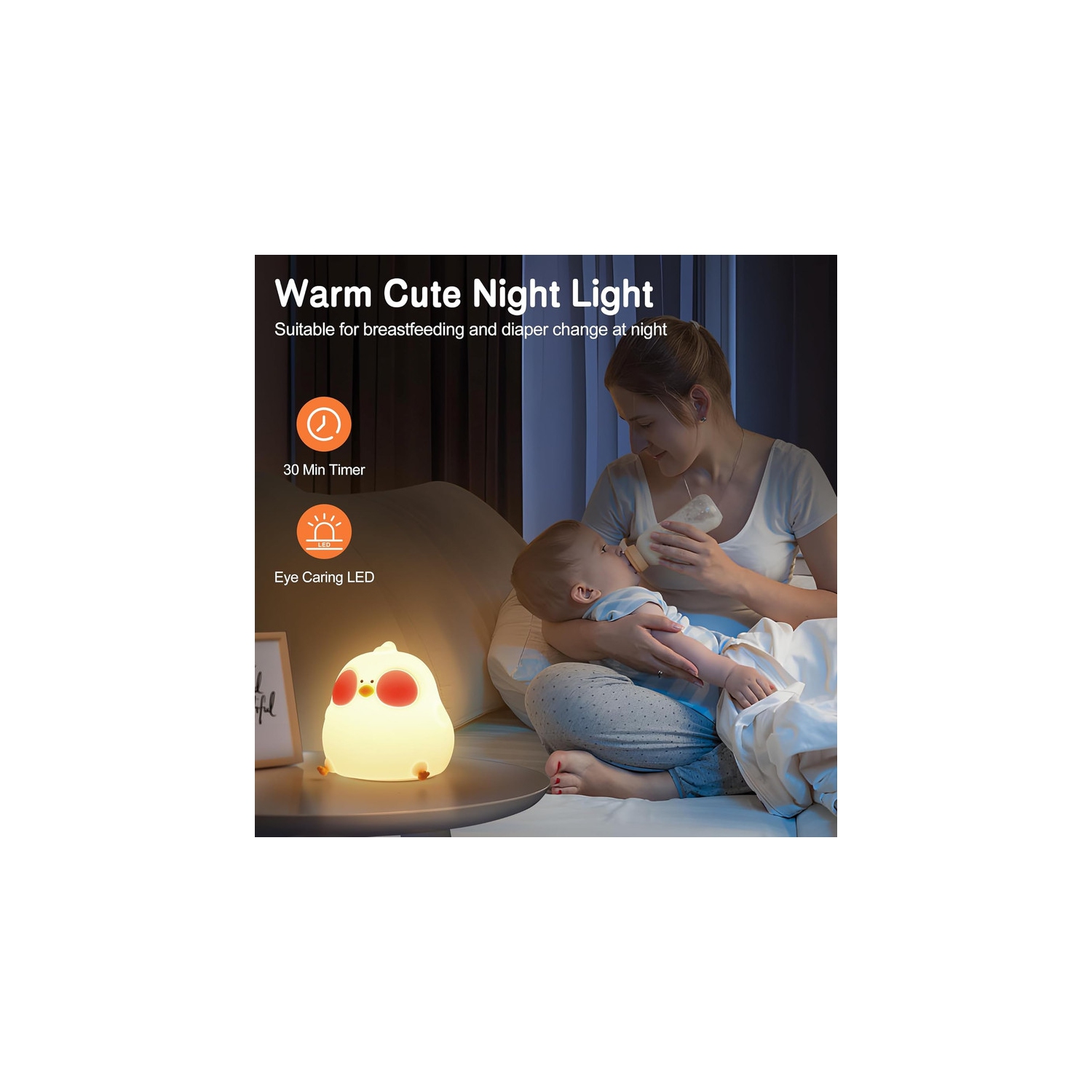 YOULIGHTS – veilleuse mignonne pour enfants, DEL Chick Cute Light avec mode deux couleurs, veilleuse réglable en silicone pour chambre de bébé, lampe