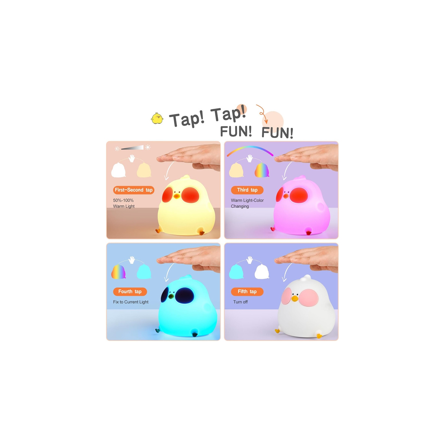 YOULIGHTS – veilleuse mignonne pour enfants, DEL Chick Cute Light avec mode deux couleurs, veilleuse réglable en silicone pour chambre de bébé, lampe