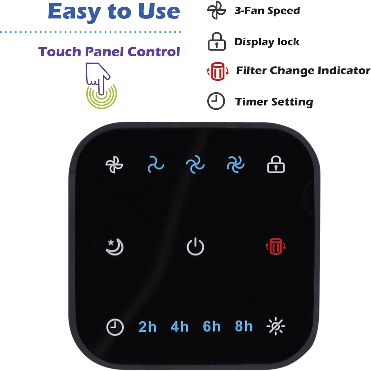 Office Air Purifier for Dust, Odors, Pollen, Allergens, and Germs with H13 True HEPA Filter and 3-Stage Purification, Covers Up to 1,100 ft²