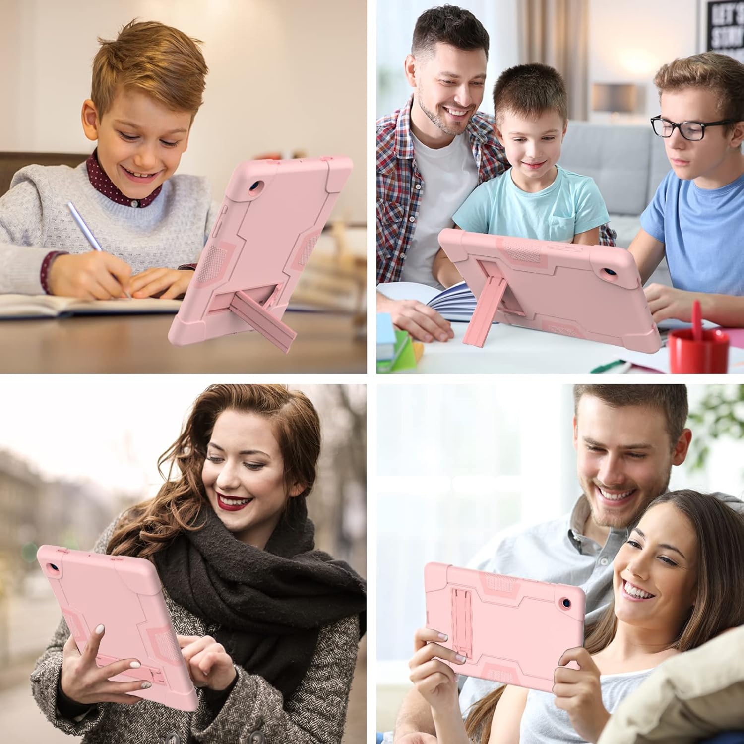 Étui antichoc robuste Galaxy Tab A8 10,5 2022 SM-X200 X205 Samsung béquille pour enfants 3-en-1 Samsung Galaxy Tab A8 10,5 - Rose