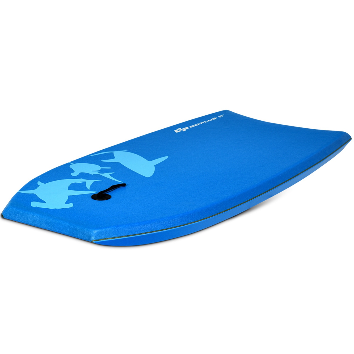 Planche de surf Super BodyBoard légère de 33 po de Goplus avec laisse EPS Core Boarding Blue Shark