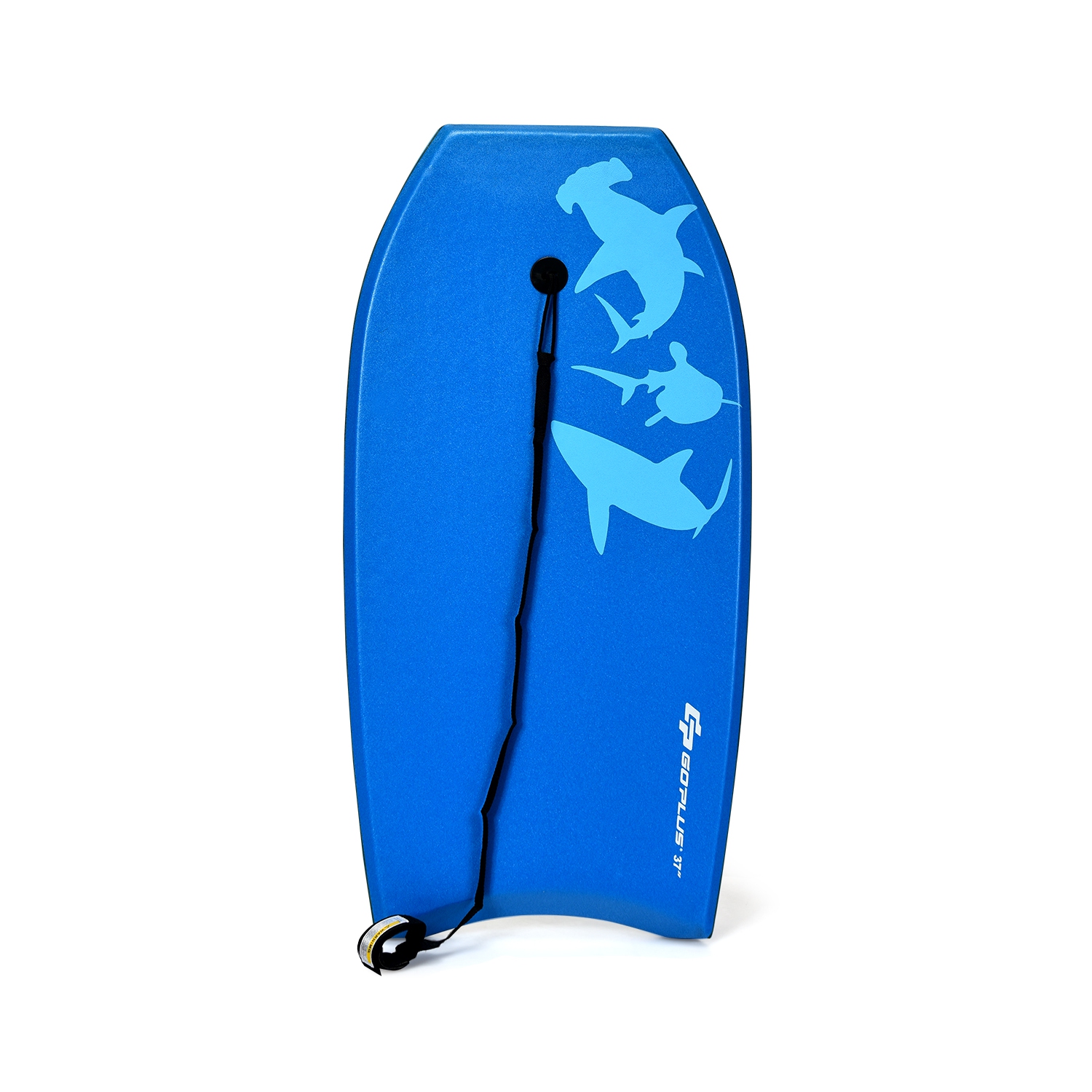 Planche de surf Super BodyBoard légère de 33 po de Goplus avec laisse EPS Core Boarding Blue Shark