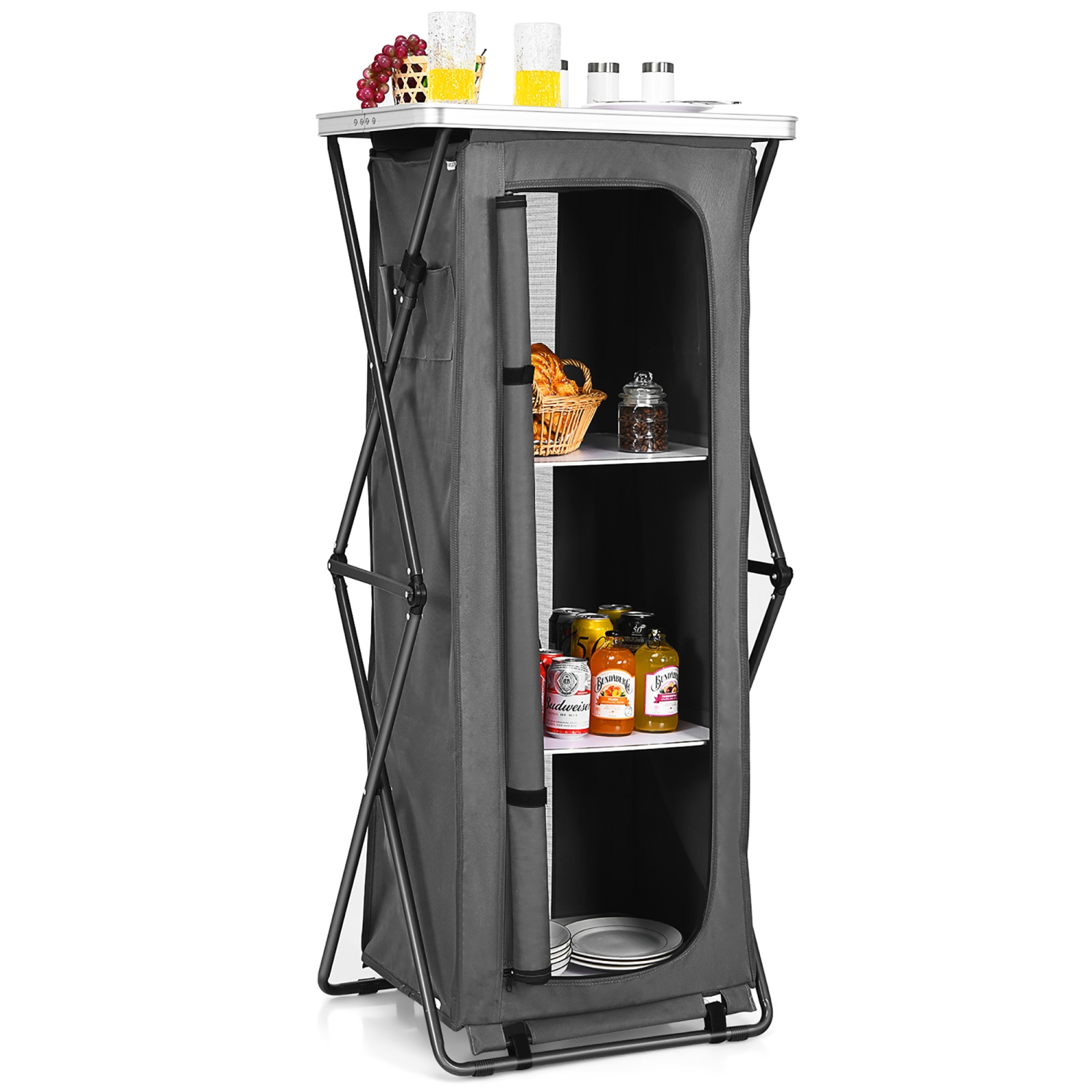 Costway Folding Pop-Up Cupboard Compact Camping Storage Cabinet w/ Bag X-Large Size