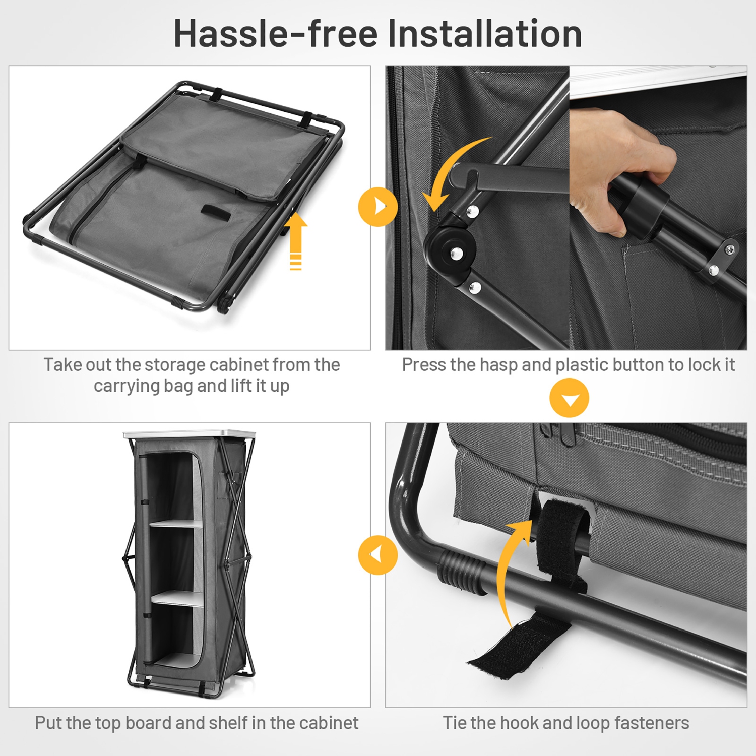 Costway Folding Pop-Up Cupboard Compact Camping Storage Cabinet w/ Bag X-Large Size