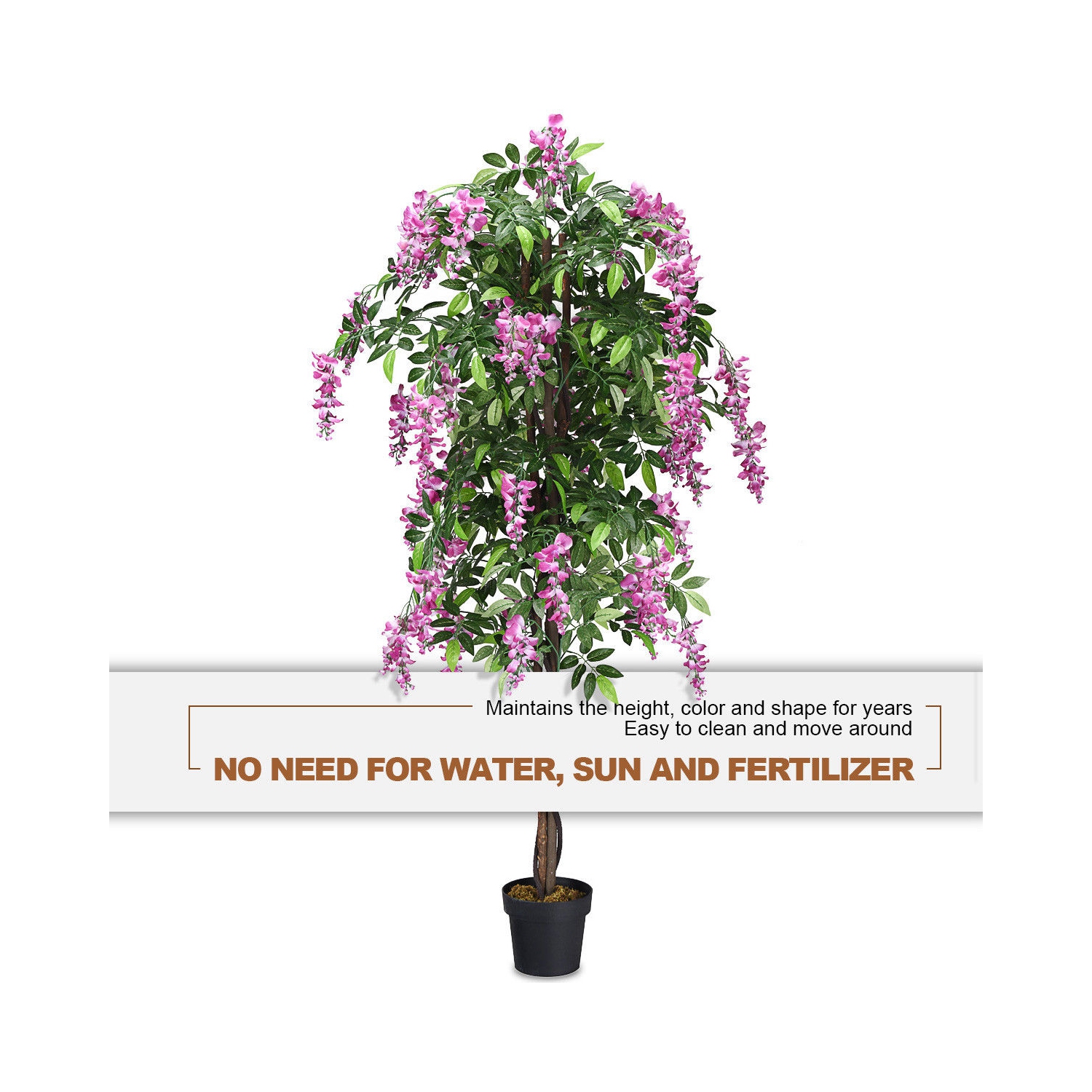 Décoration intérieure-extérieure en forme de fleur rose pâle artificielle de 6 pi de Costway