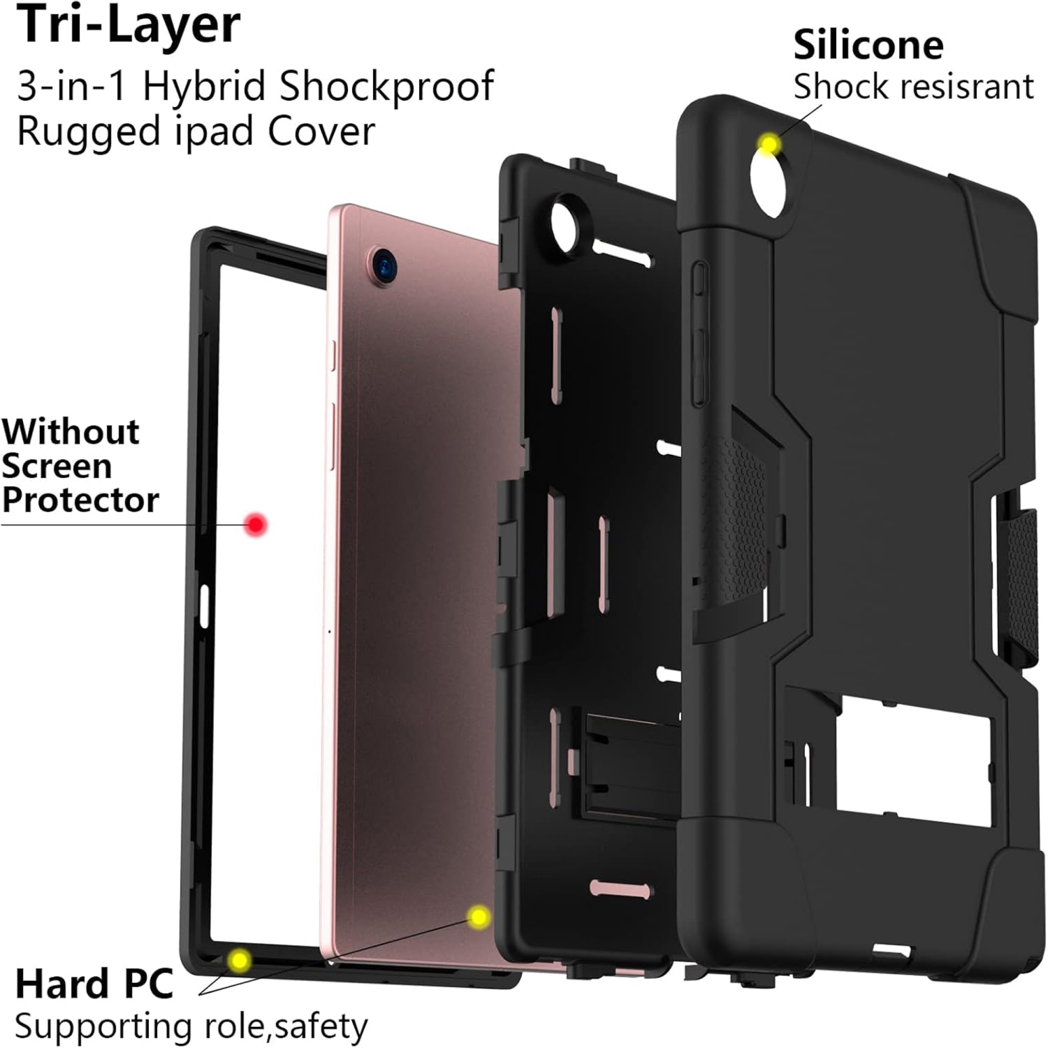 Antichoc Galaxy Tab A9 plus/A9+ béquille pour étui robuste 3-en-1 mince et léger Galaxy Tab A9 plus 11 po Samsung - Noir