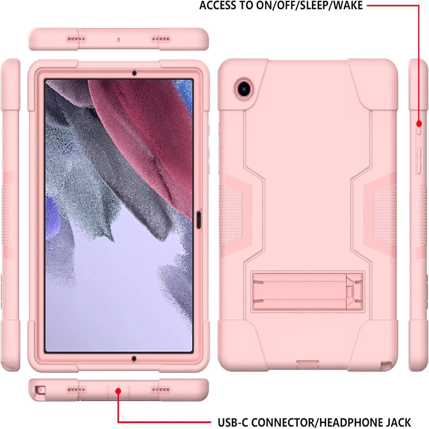 Antichoc Galaxy Tab A9 plus/A9+ béquille 3-en-1 robuste et léger Galaxy Tab A9 plus 11 po Samsung - Rose