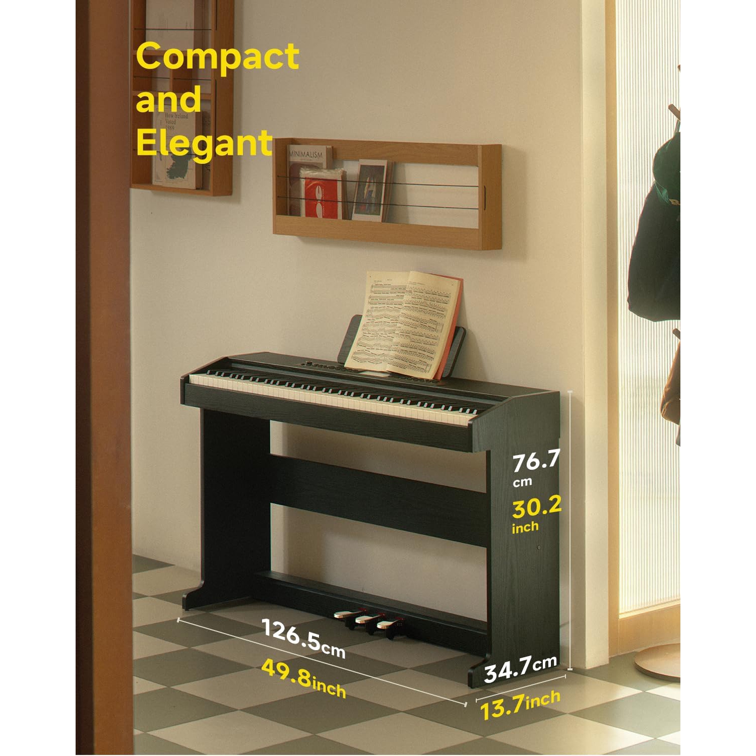 Piano numérique à 95 88 touches lestées DDP-pour débutant | clavier pleine grandeur avec écran ACL, 610 tonalités, 600 rythmes, 110 démos, 3 modes