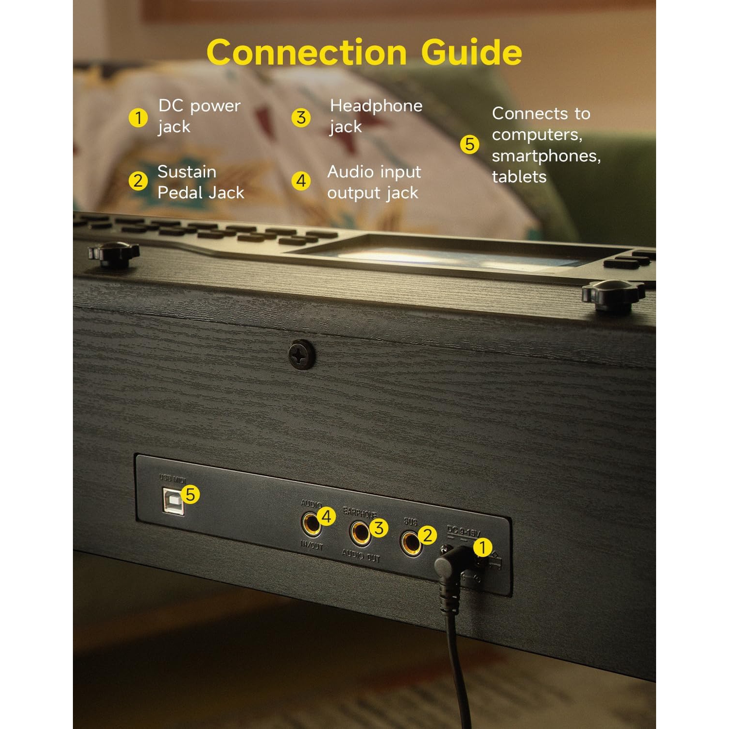 Piano numérique à 95 88 touches lestées DDP-pour débutant | clavier pleine grandeur avec écran ACL, 610 tonalités, 600 rythmes, 110 démos, 3 modes