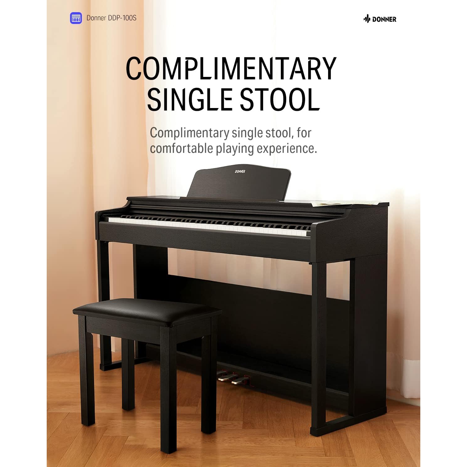 Piano numérique à 88 touches lestées, clavier avec marteaux à action progressive DDP-100S pour débutant professionnel, ensemble de piano vertical