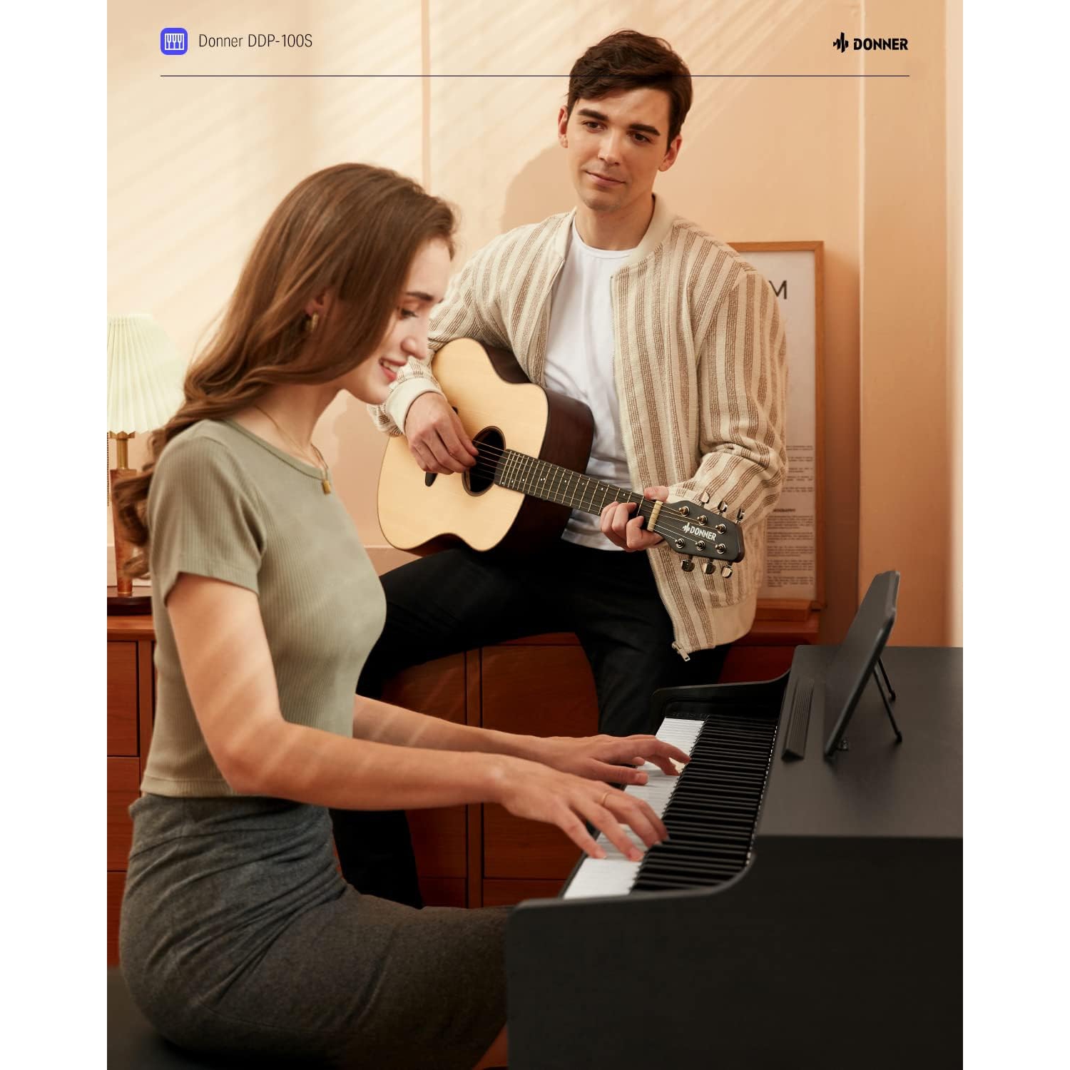 Piano numérique à 88 touches lestées, clavier avec marteaux à action progressive DDP-100S pour débutant professionnel, ensemble de piano vertical