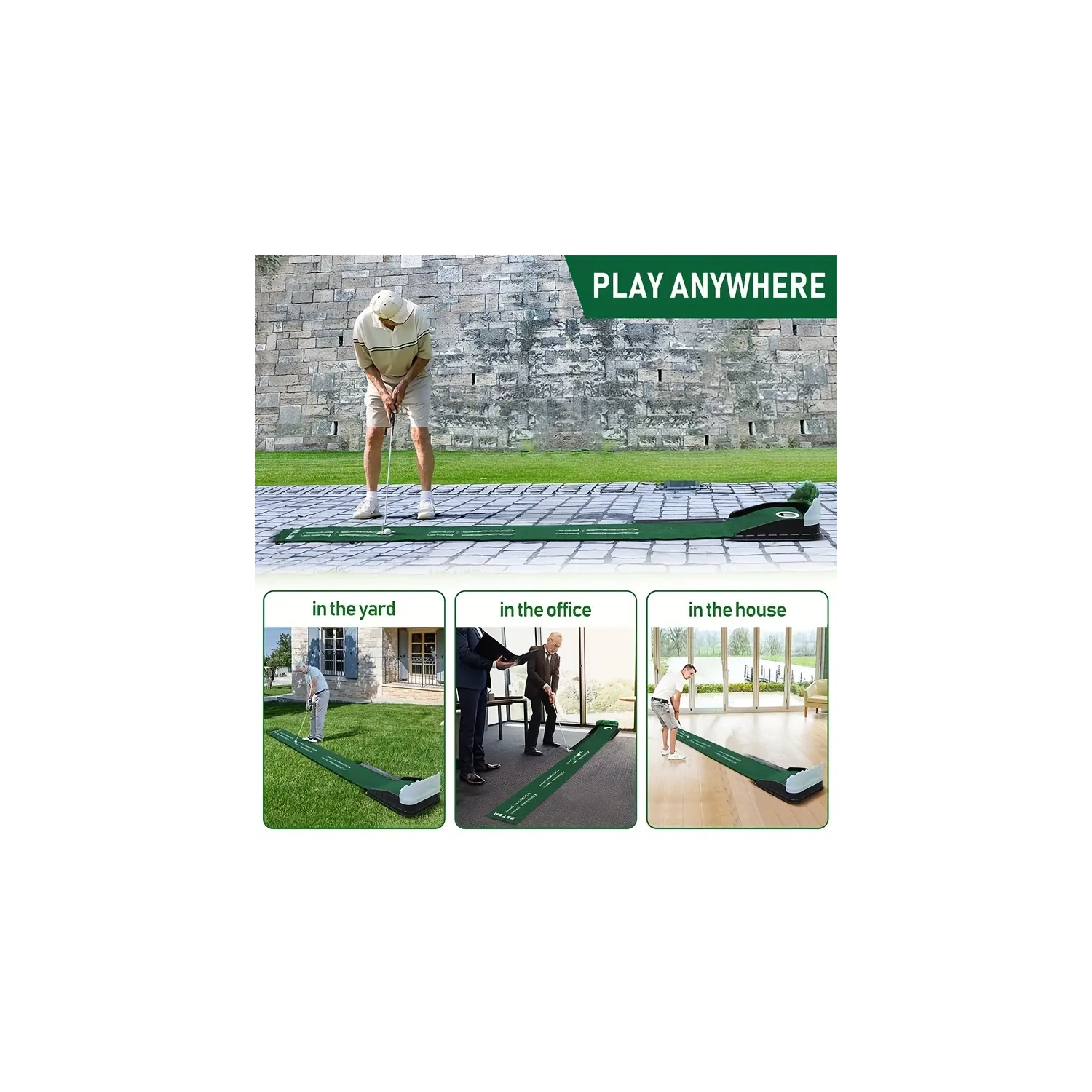 Golf Accelerator Pro - tapis de golf intérieur avec retour automatique de balle et collecteur de balle | Guides d'alignement de la gouttière à 3, 5