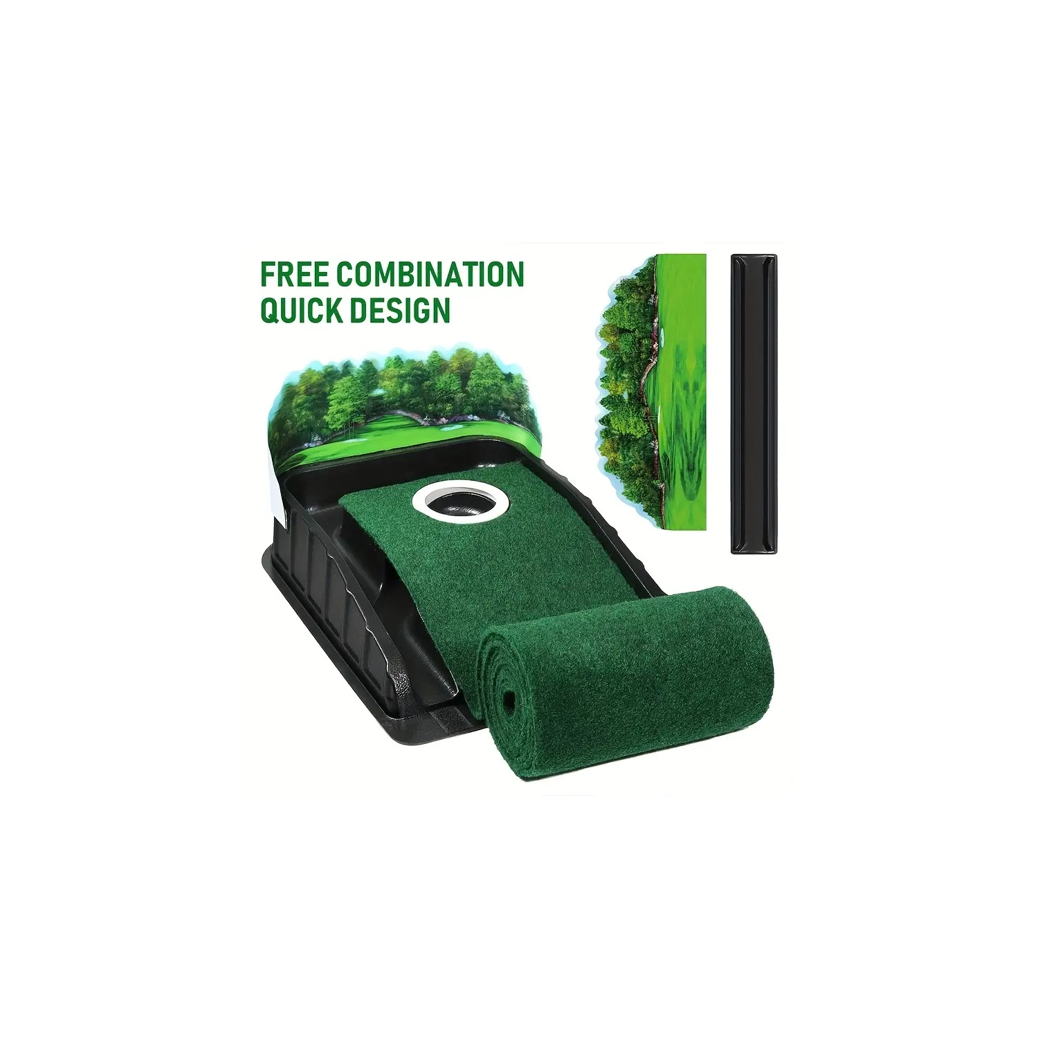 Golf Accelerator Pro - tapis de golf intérieur avec retour automatique de balle et collecteur de balle | Guides d'alignement de la gouttière à 3, 5