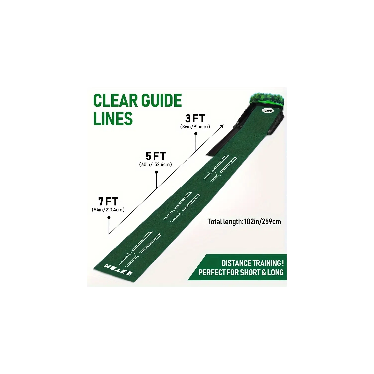 Golf Accelerator Pro - tapis de golf intérieur avec retour automatique de balle et collecteur de balle | Guides d'alignement de la gouttière à 3, 5