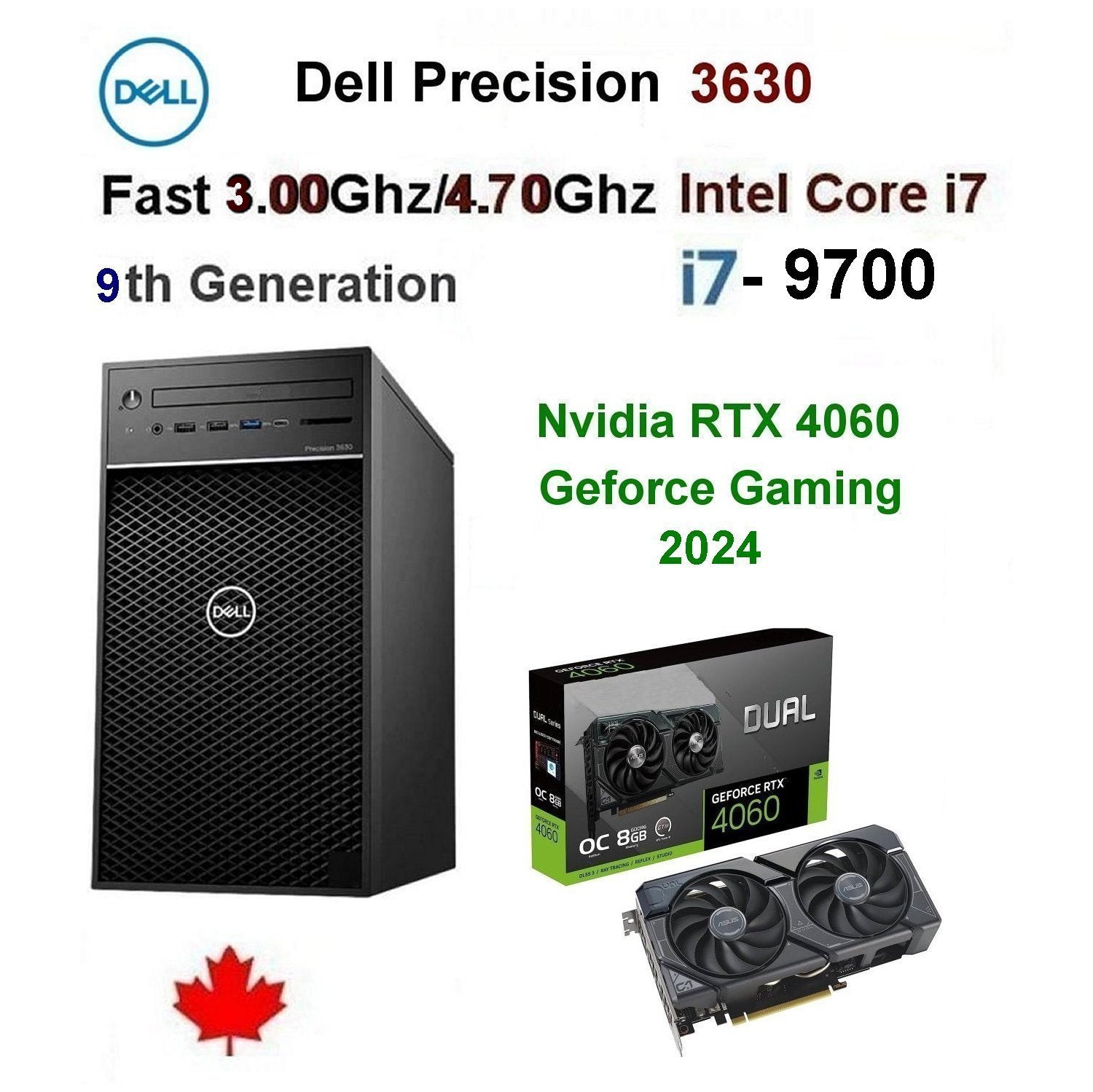 Refurbished (Excellent) Dell RTX-4060 Precision i7-9700 Gaming PC(Fast 3.00Ghz@4.70Ghz Intel i7/32.0GB Ram/500.0GB SSD/8.0GB Nvidia Geforce RTX 4060 Gaming Edition/Windows 10 Pro)