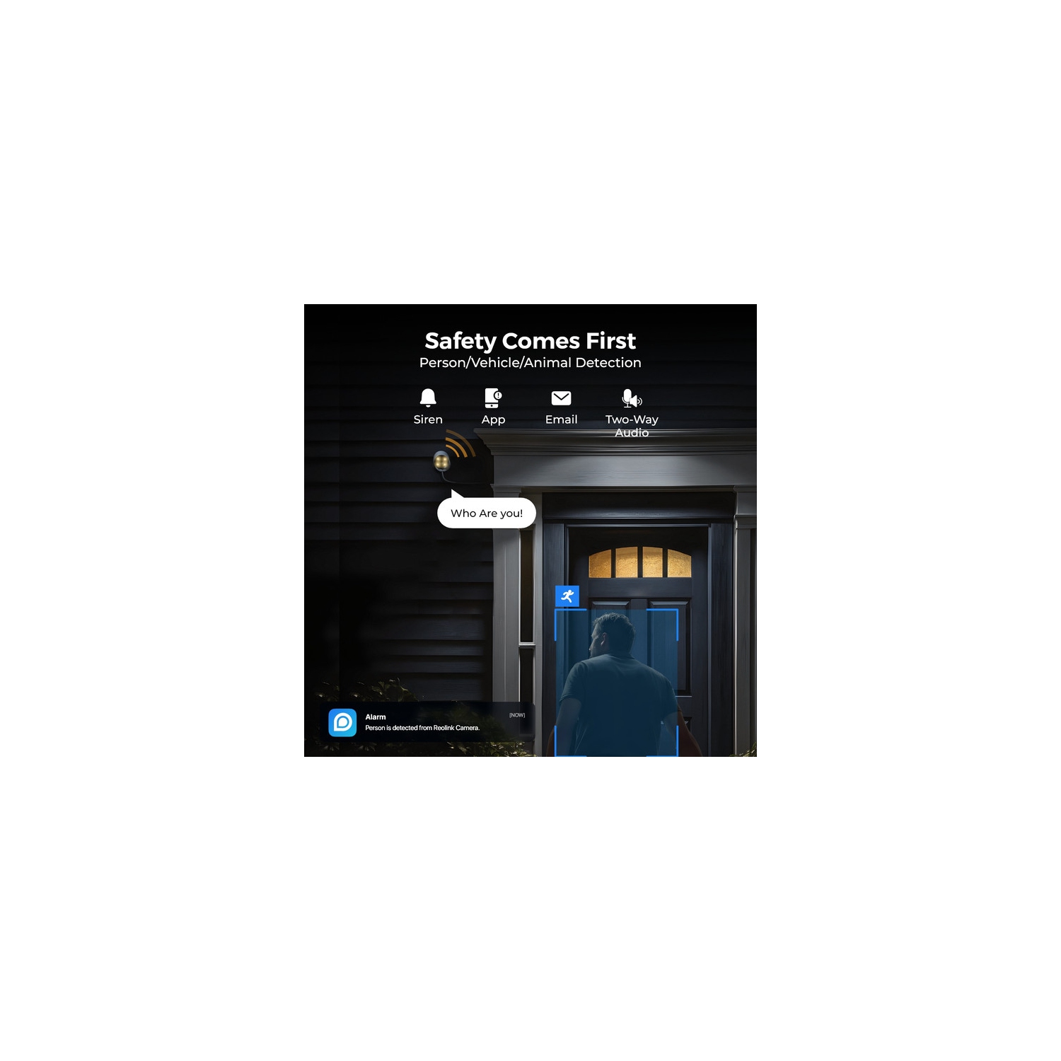 Reolink CX810 – Caméra de surveillance PoE HDR 4K avec vision nocturne ColorX True Color, détection personne/véhicule/animal, audio bidirectionnel