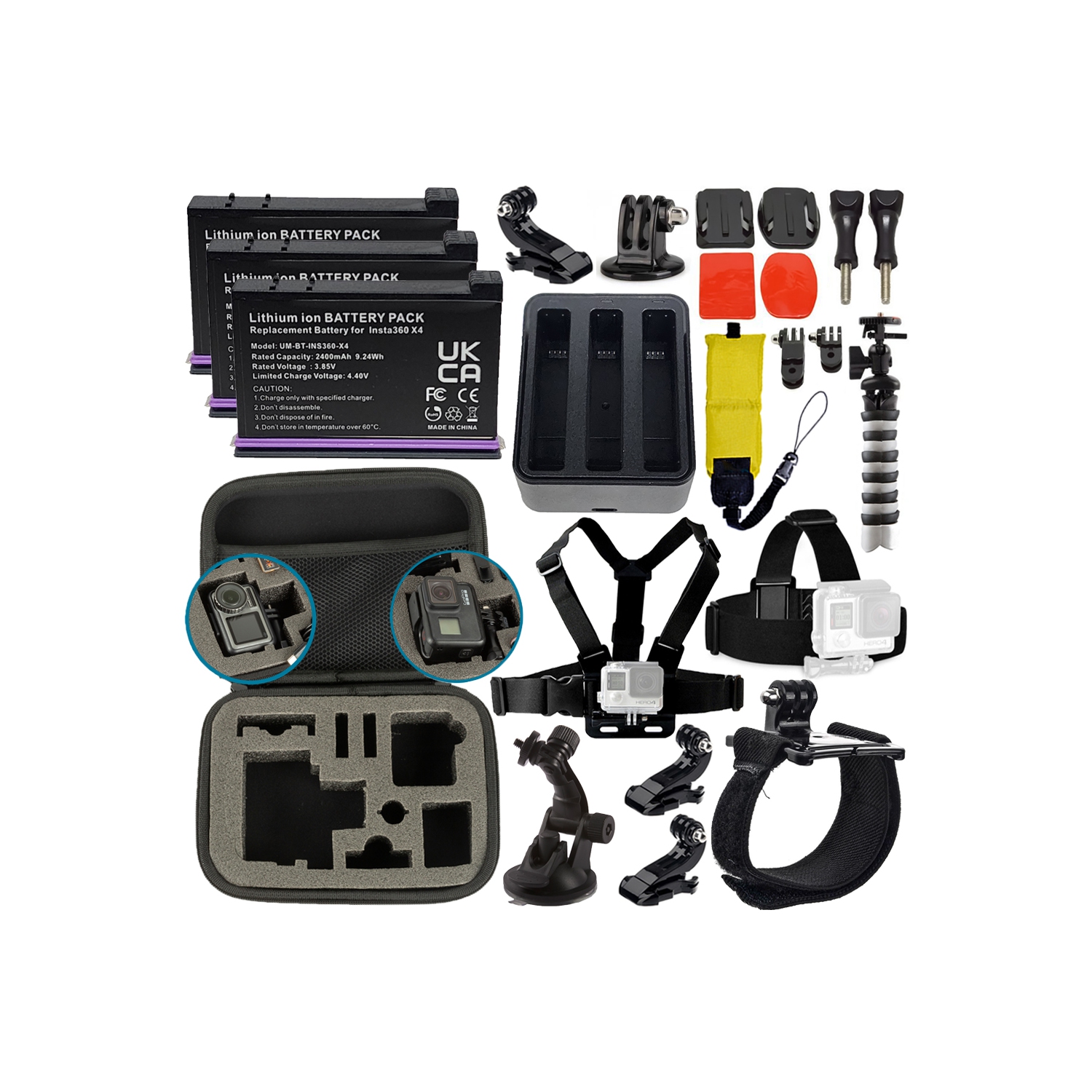 Ensemble d'accessoires 23PC pour Insta360 X4 caméra d'action X4 8K 360